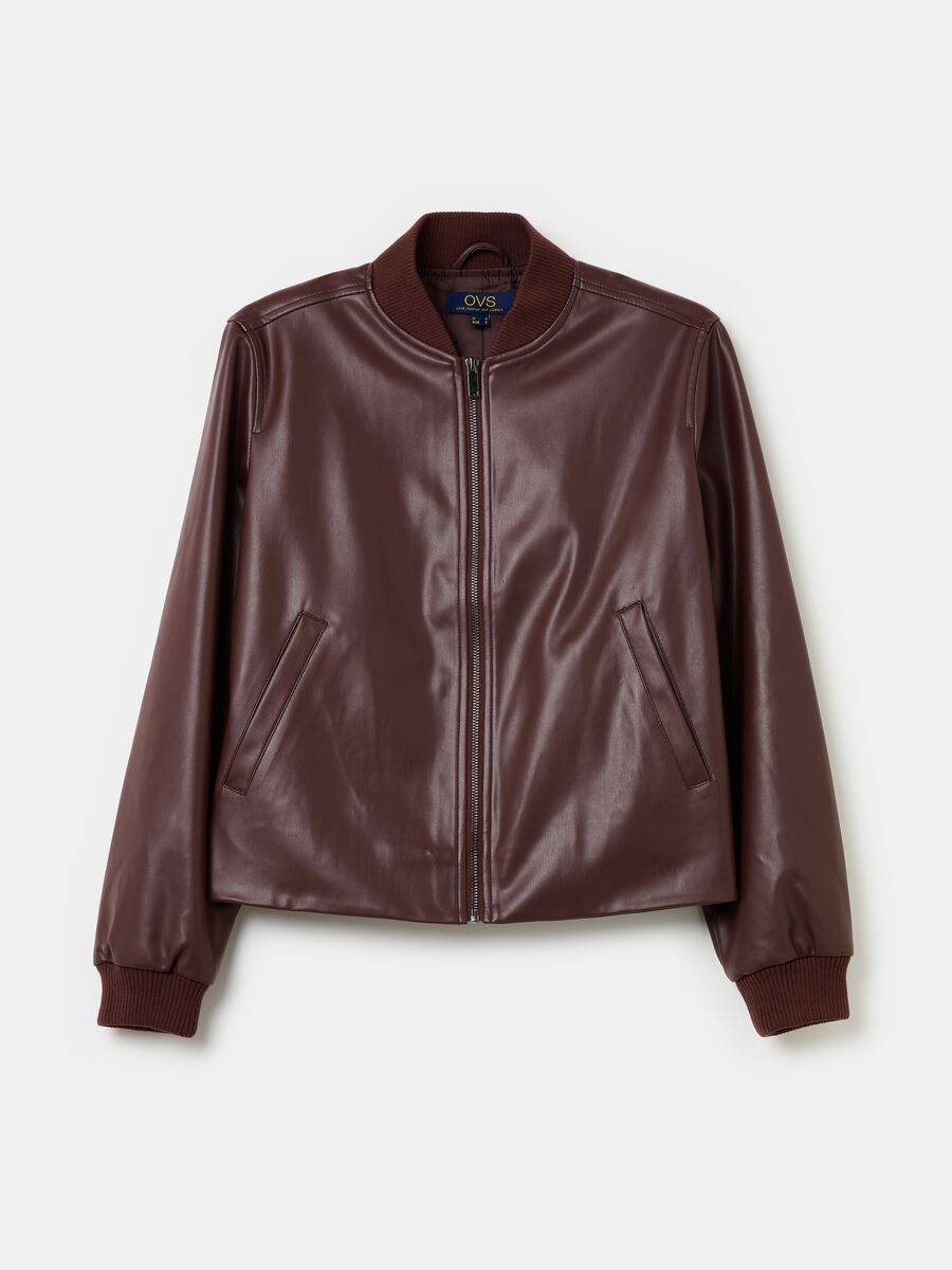 Glossy-effect bomber jacket with zip_4