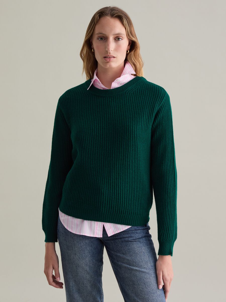 Ribbed pullover with round neckline_1