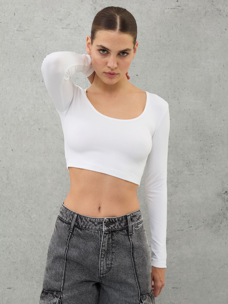 Cut Out Crop Longsleeve White_1