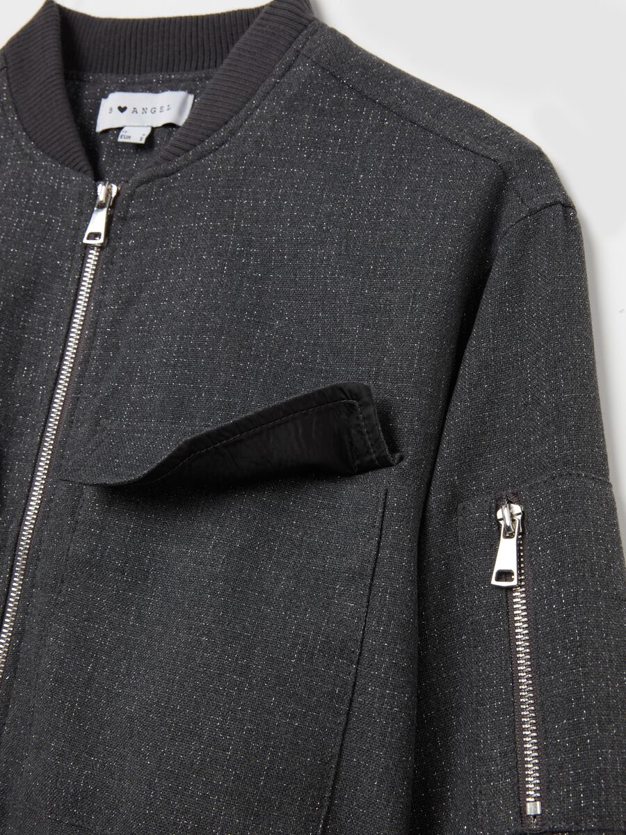 Full-zip bomber jacket with lurex_5