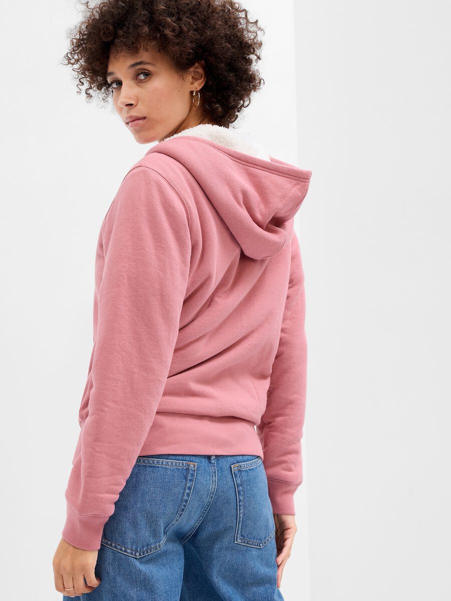 Full-zip sweatshirt with sherpa hood and lining_1