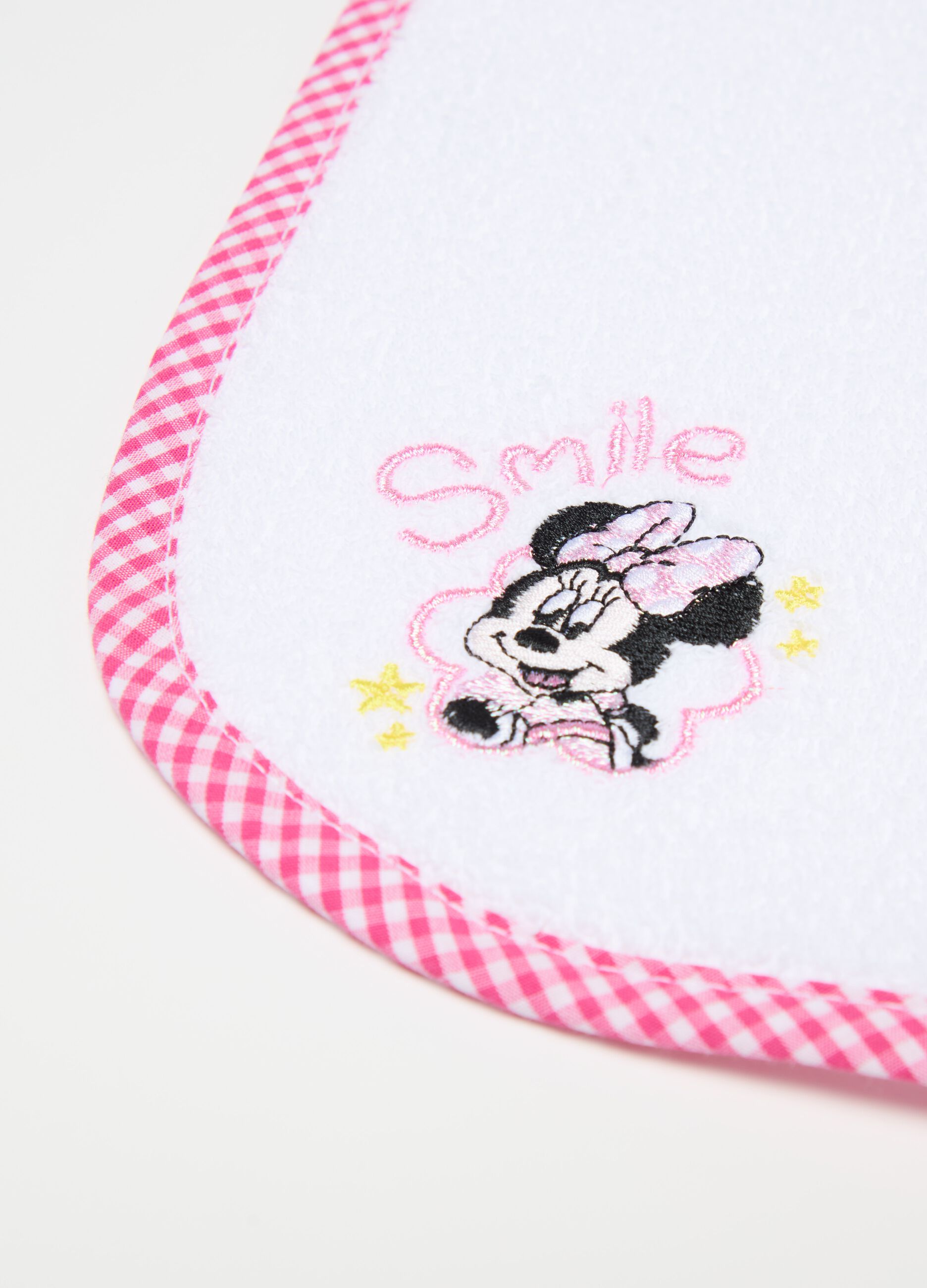 Baby bib and towel set with Minnie Mouse embroidery