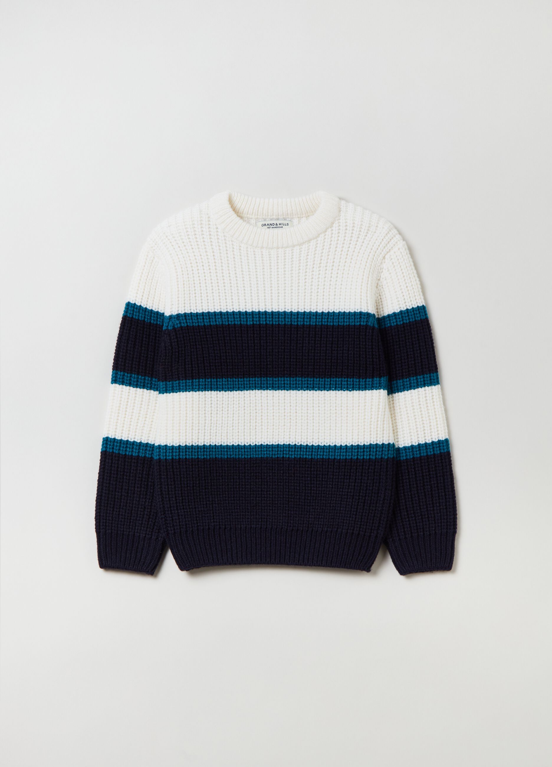 Knitted pullover with striped design