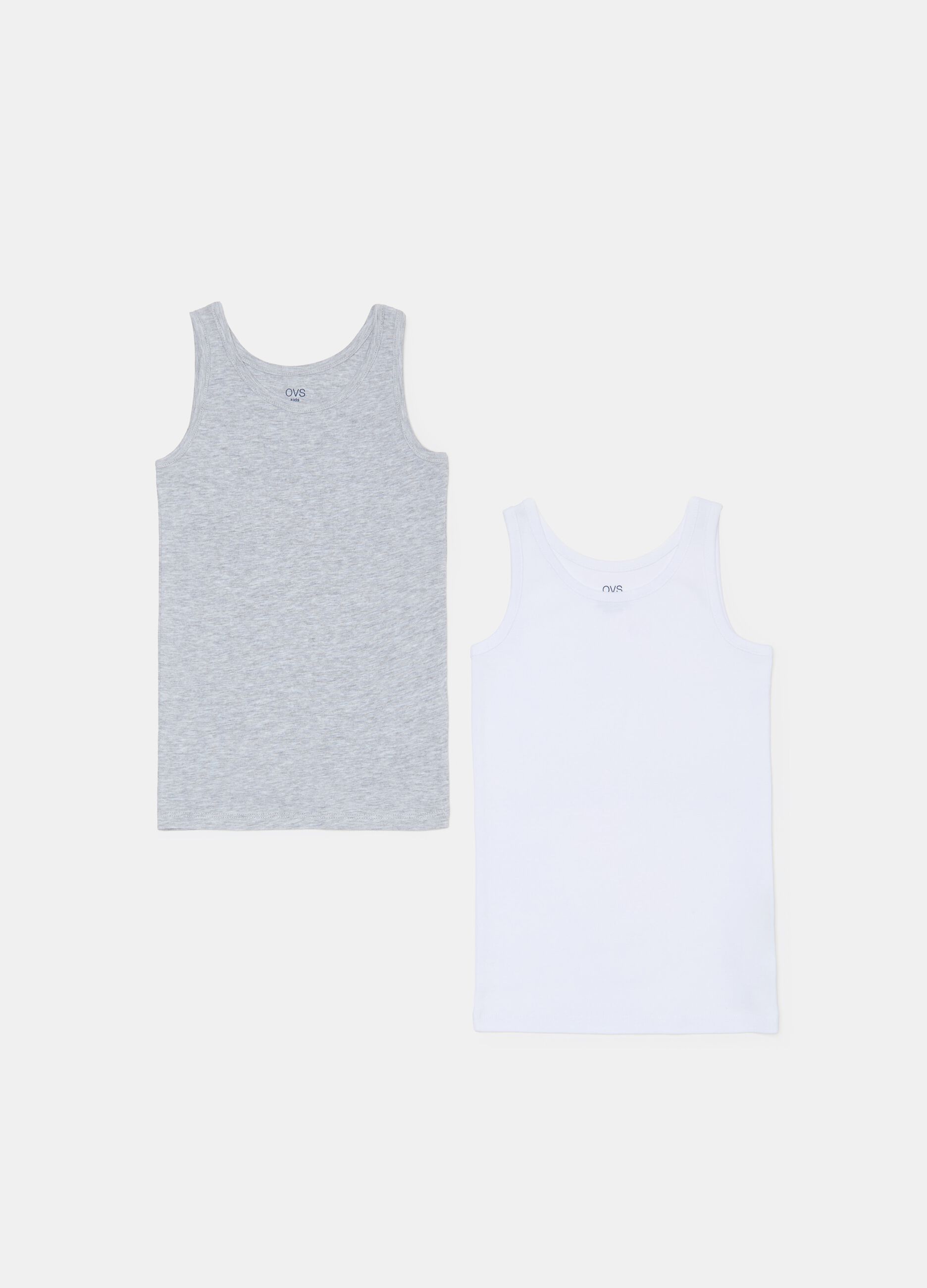 Two-pack racerback vests with round neckline