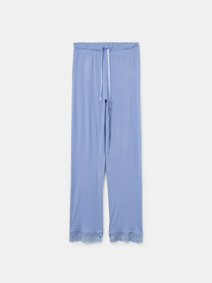Viscose pyjama trousers with lace_4