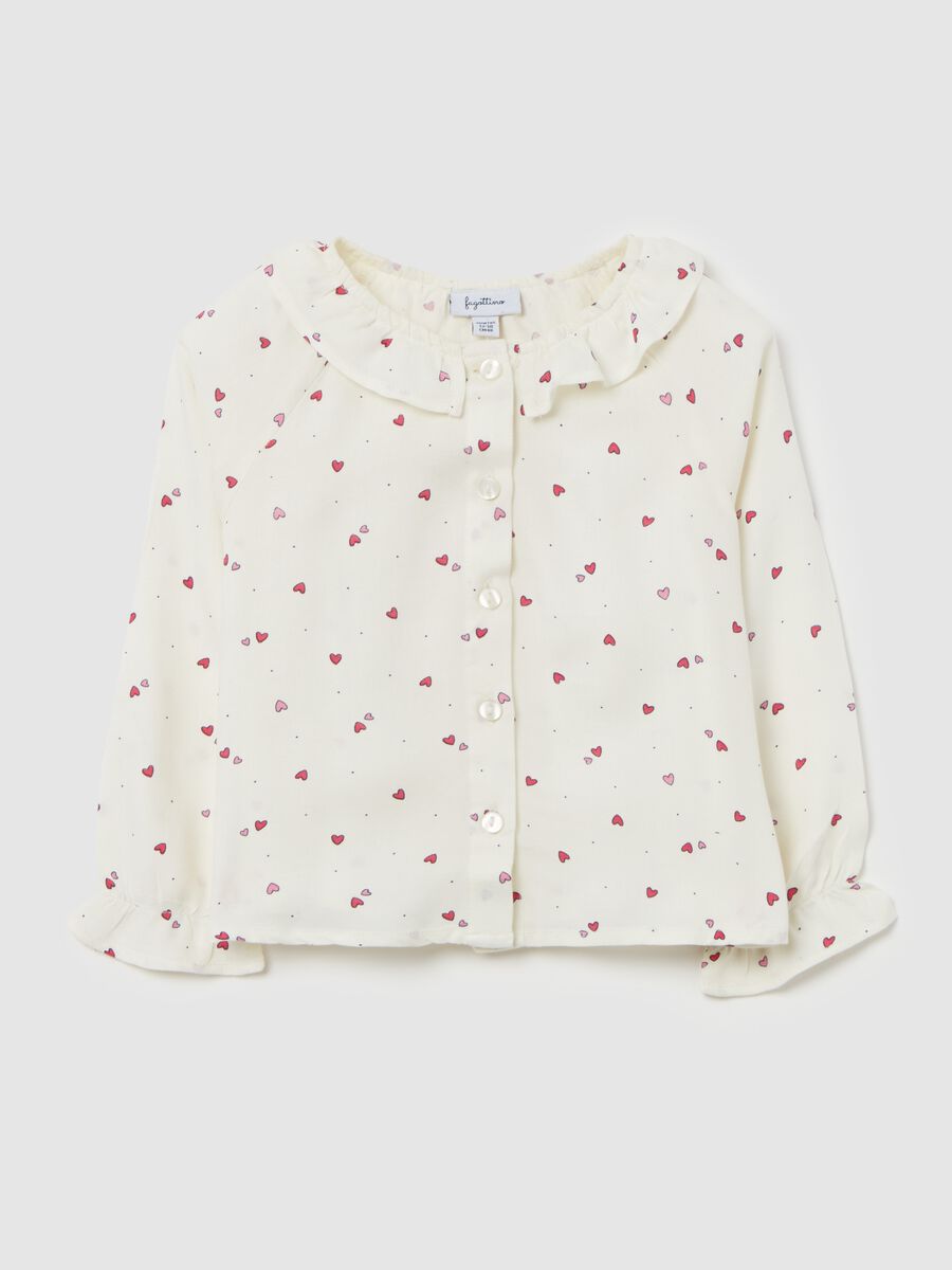 Viscose shirt with small hearts print_0