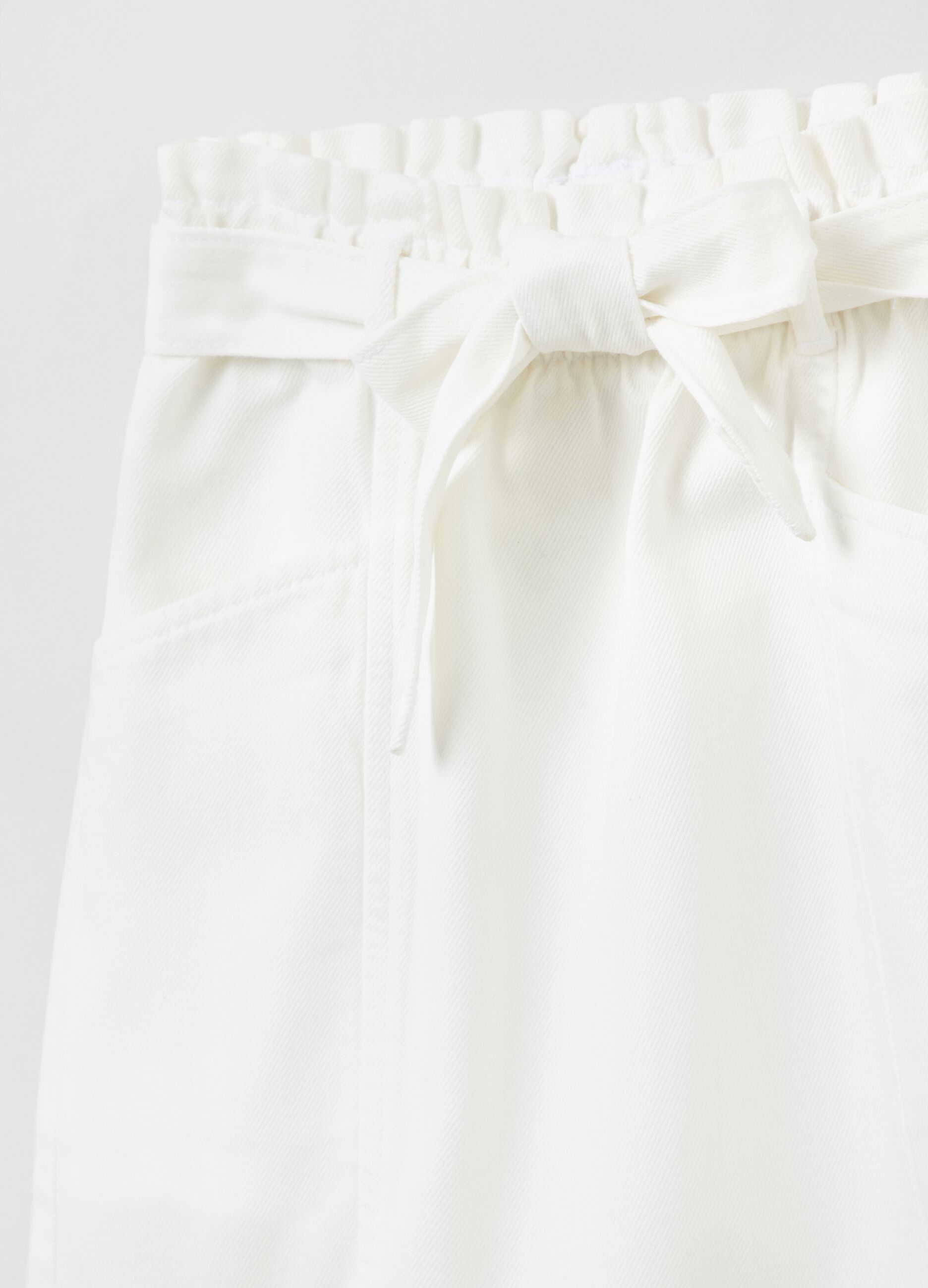 Paper bag miniskirt in denim