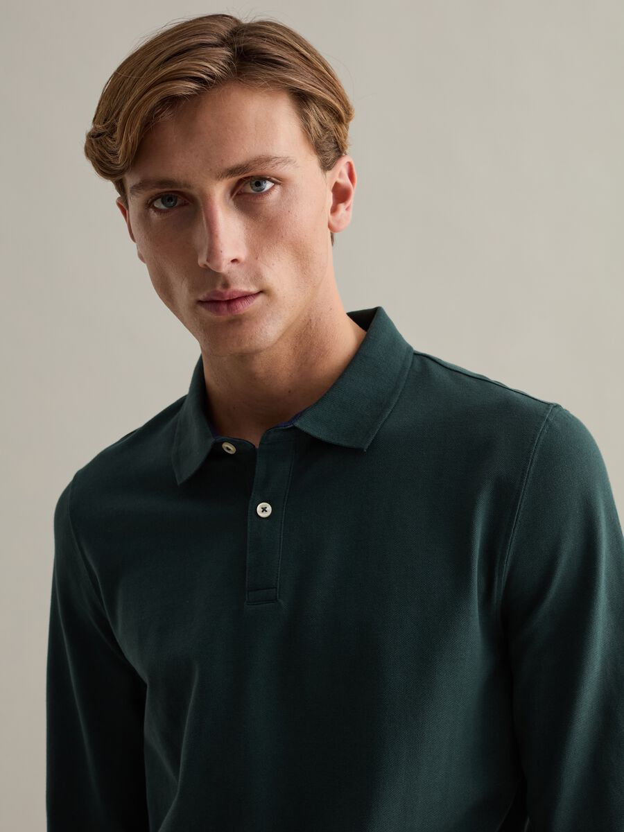 Long-sleeved polo shirt in piquet_3