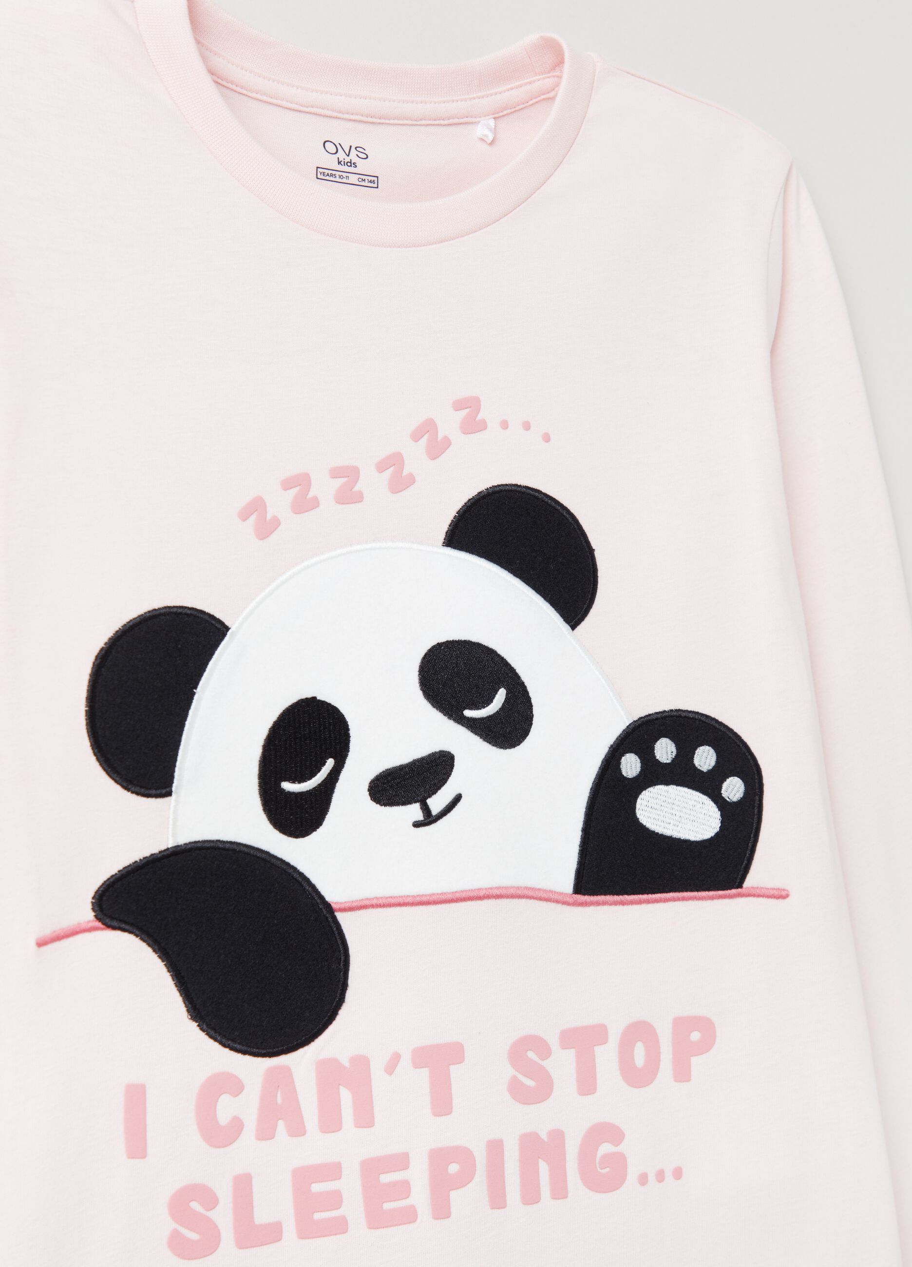 Long pyjamas with panda embroidery and print