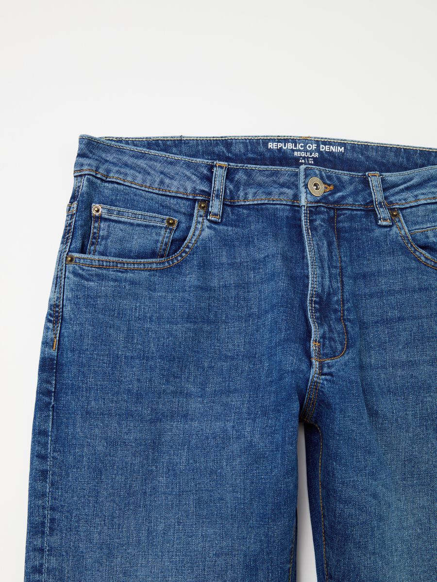 Regular-fit cross-hatch cotton jeans_5