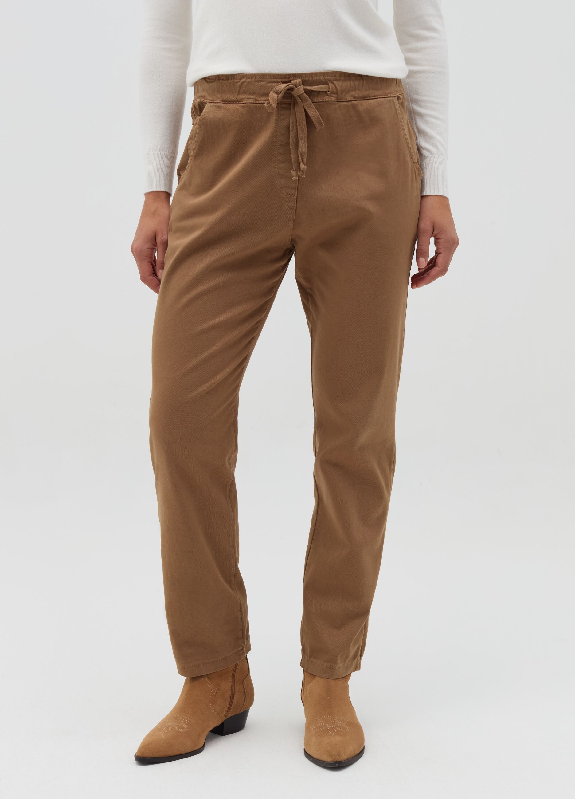 Joggers in cotone stretch con coulisse