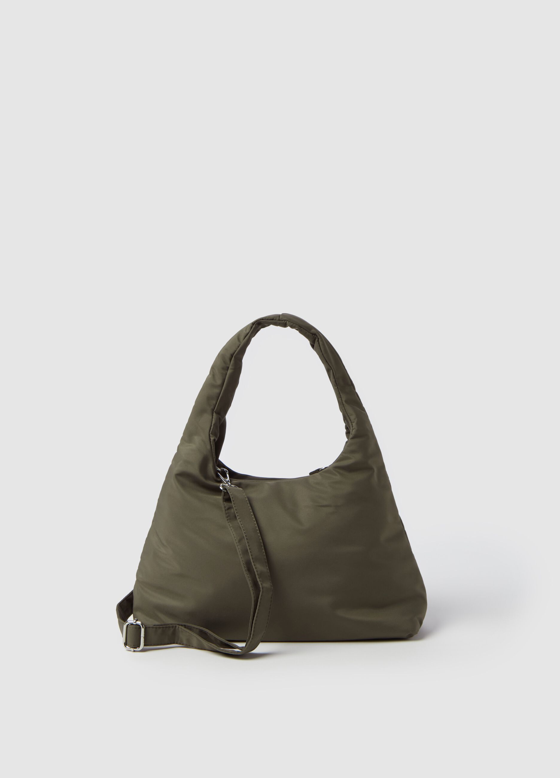 Nylon hobo bag with shoulder strap