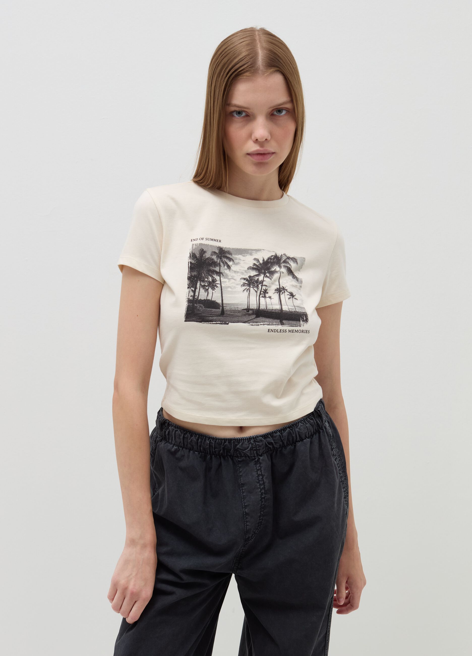 Crop T-shirt in cotton