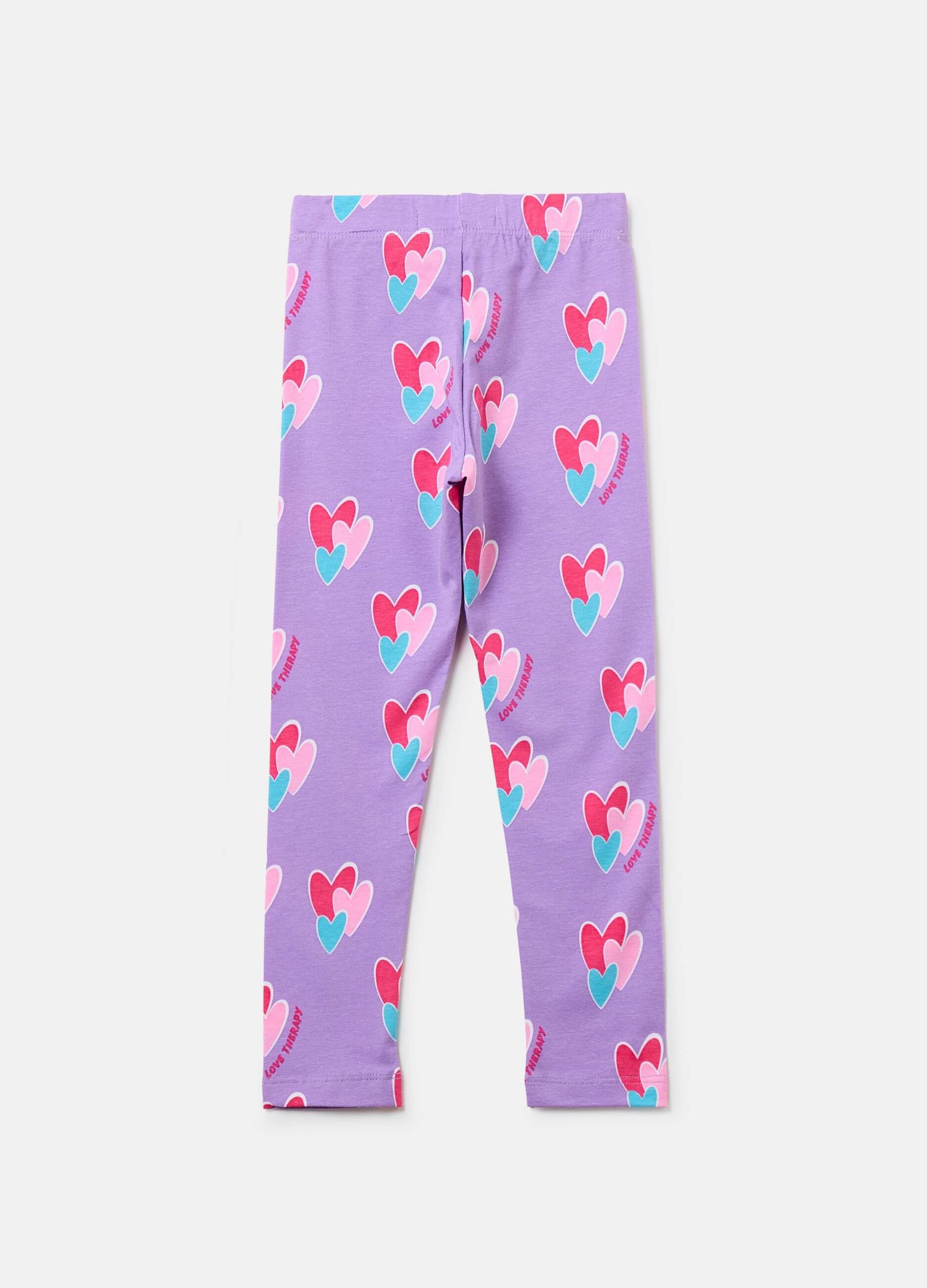 Leggings with all-over hearts print