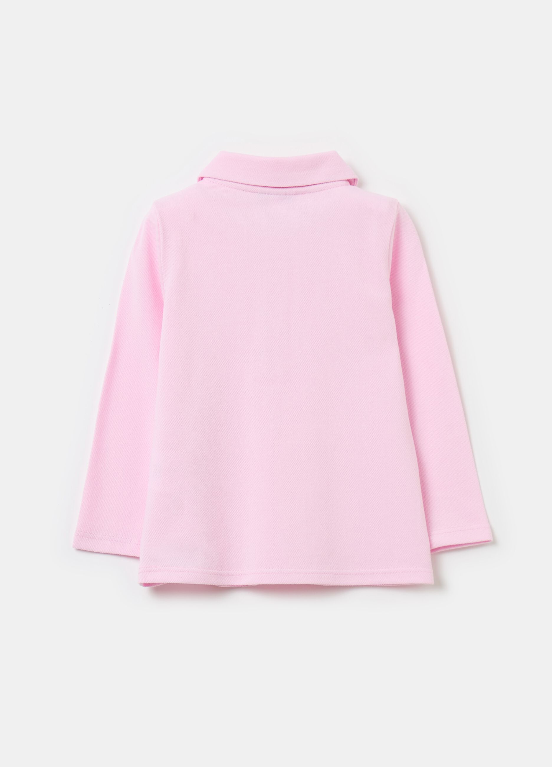 Long-sleeved polo shirt in organic cotton