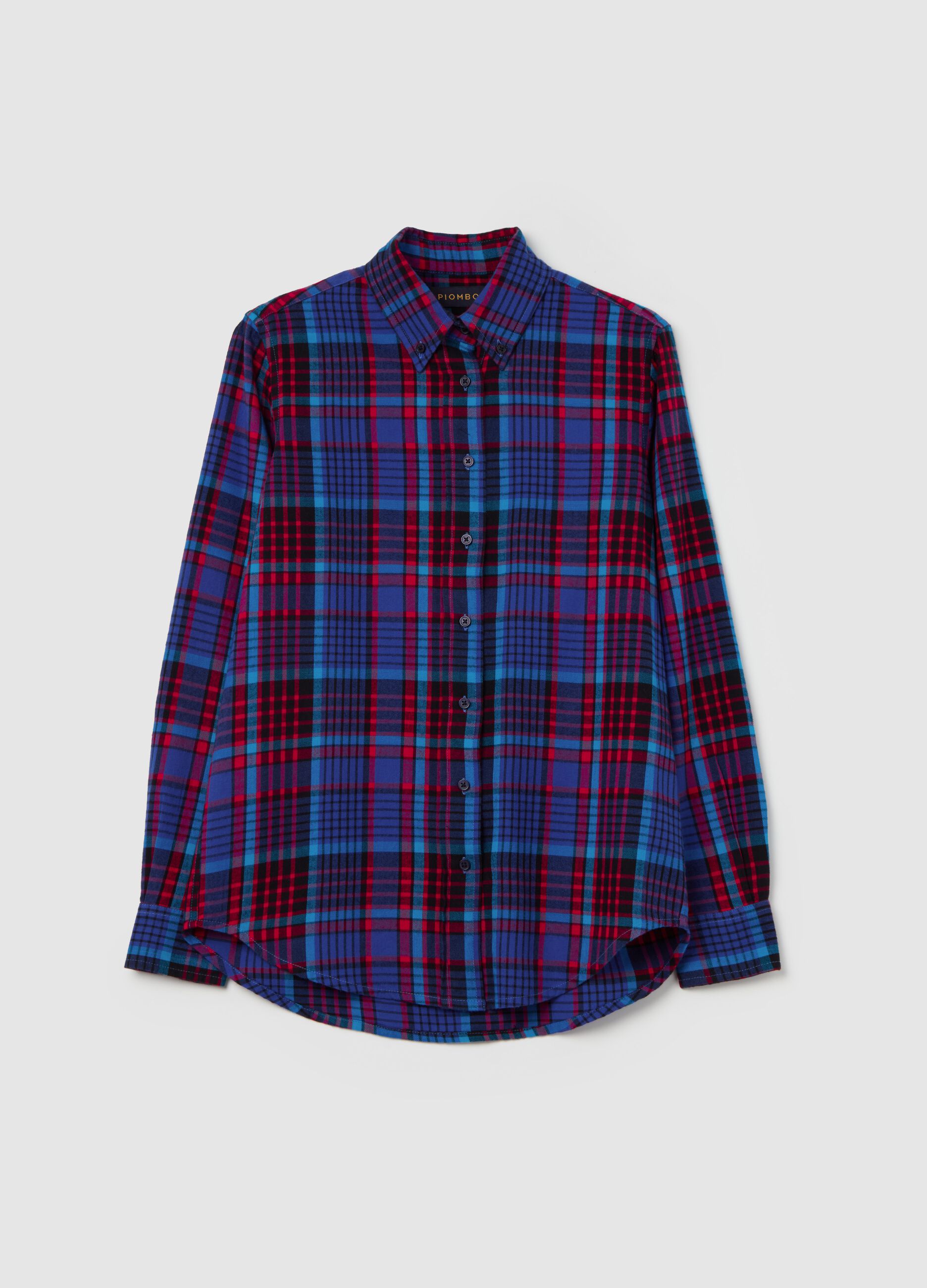 Check shirt with button down collar