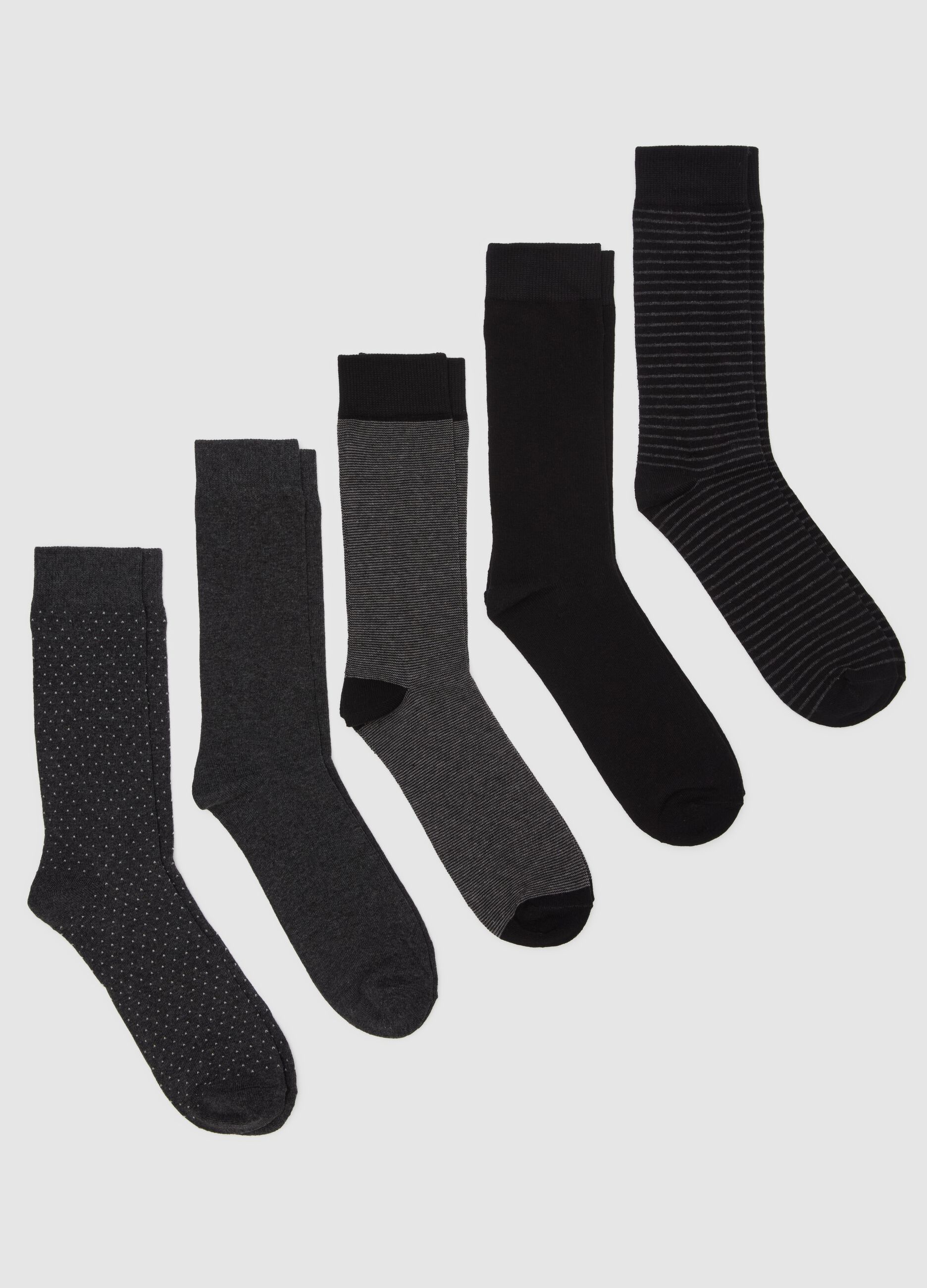 Five-pair pack short socks with striped pattern