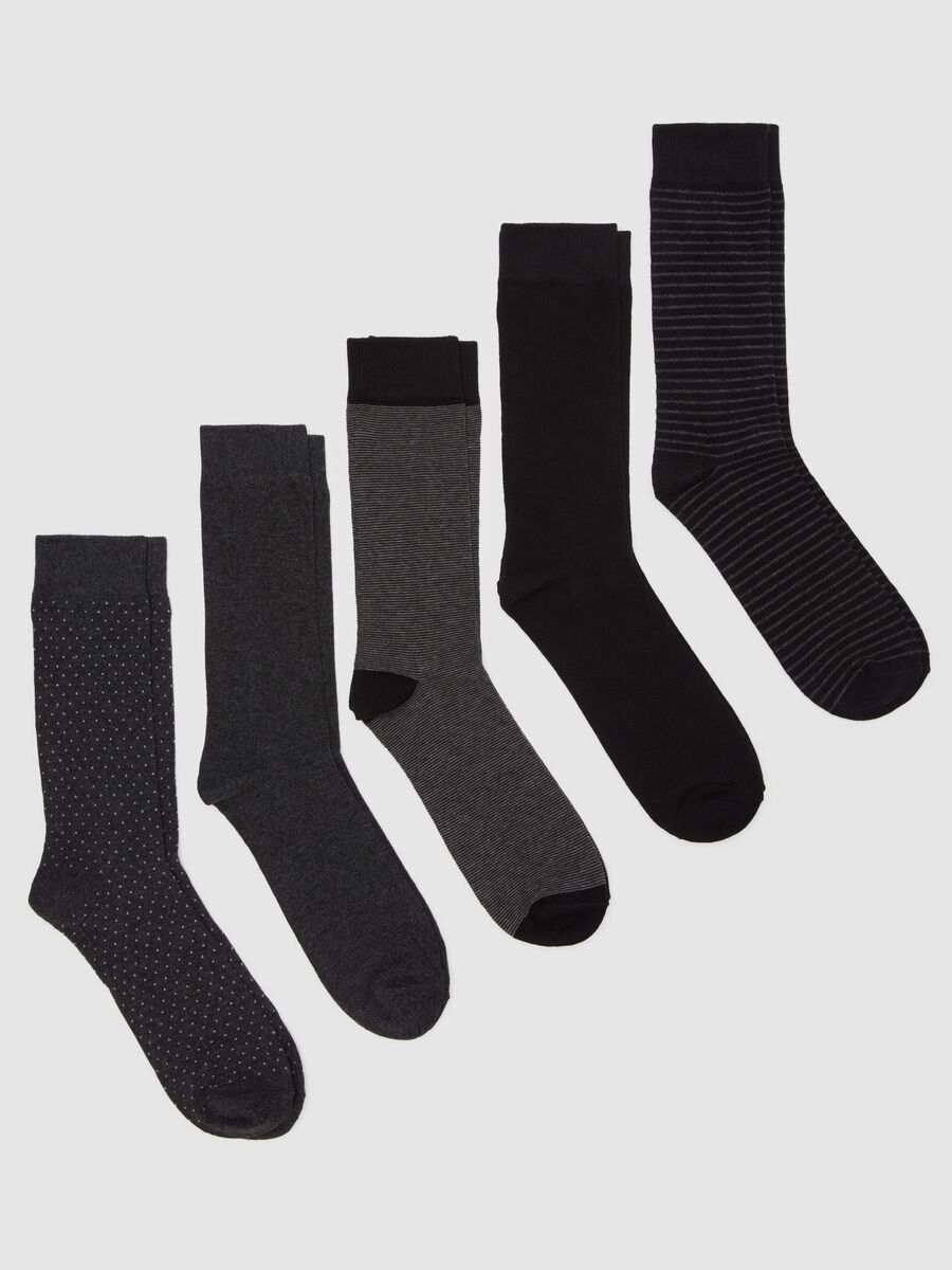 Five-pair pack short socks with striped pattern_0