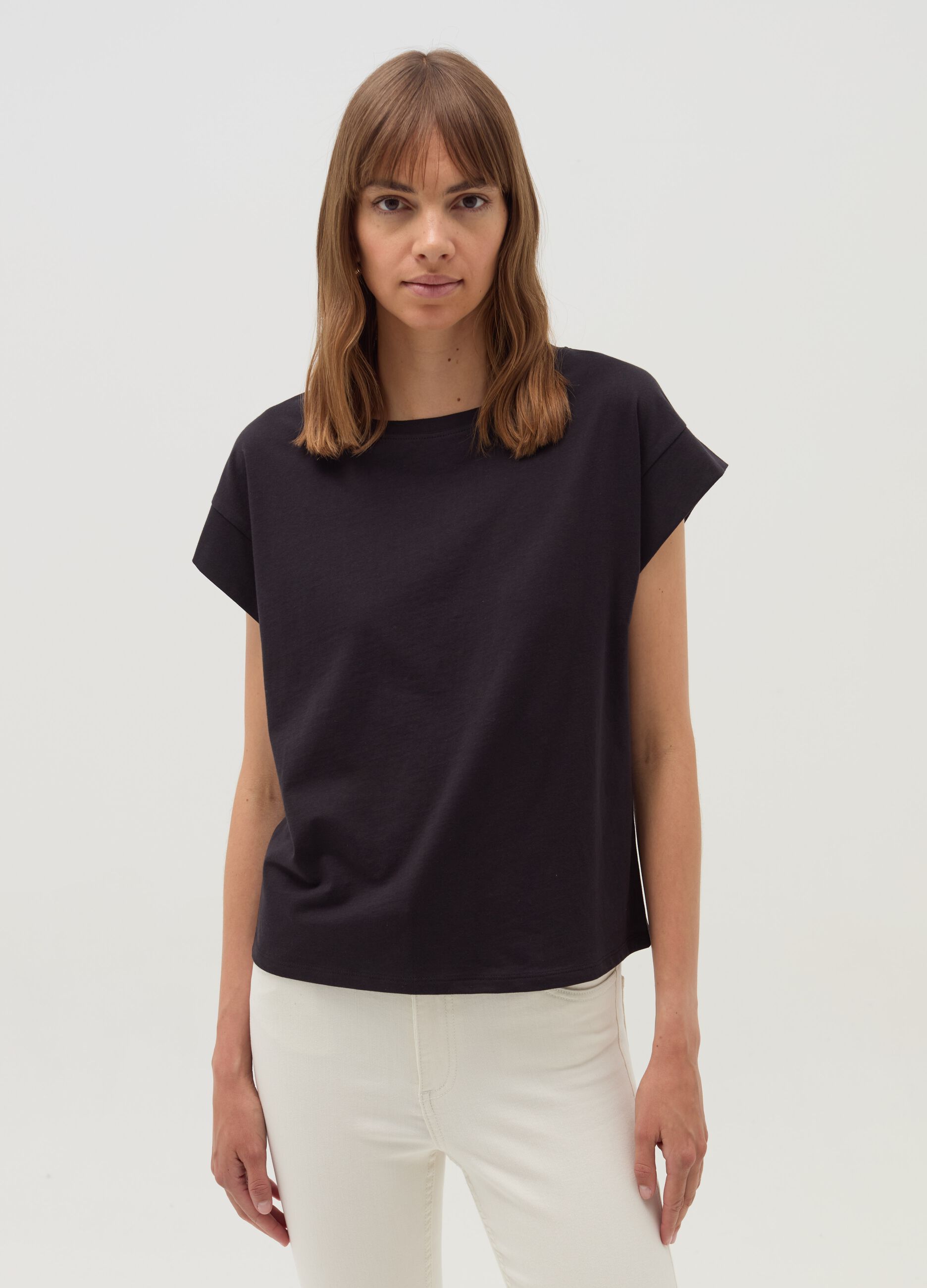 Cotton T-shirt with kimono sleeves