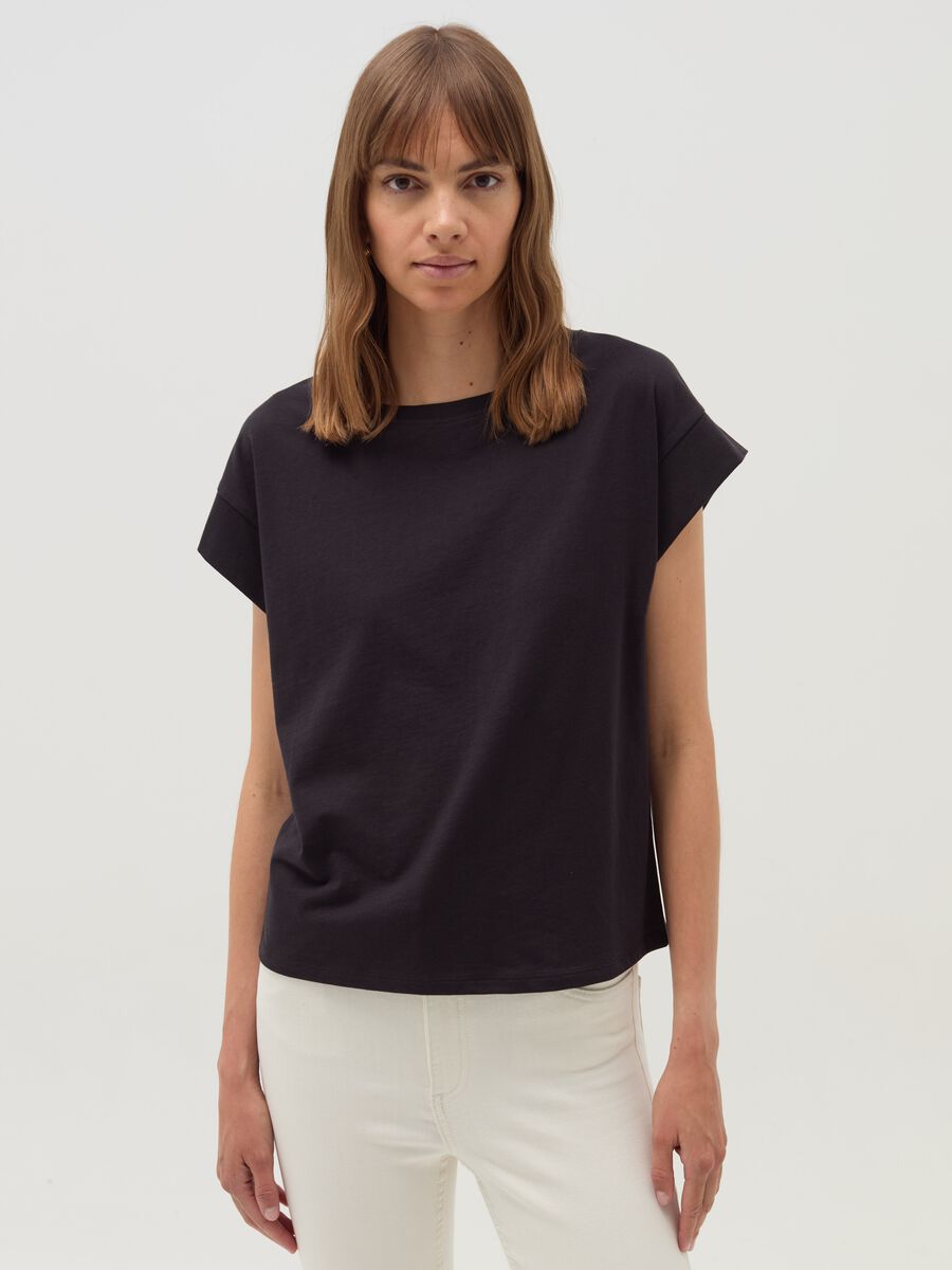 Cotton T-shirt with kimono sleeves_1