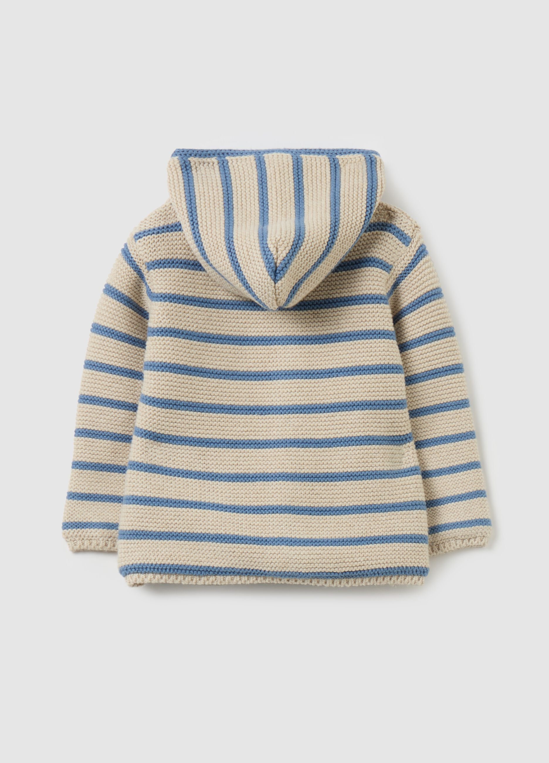 Striped knit jacket with hood