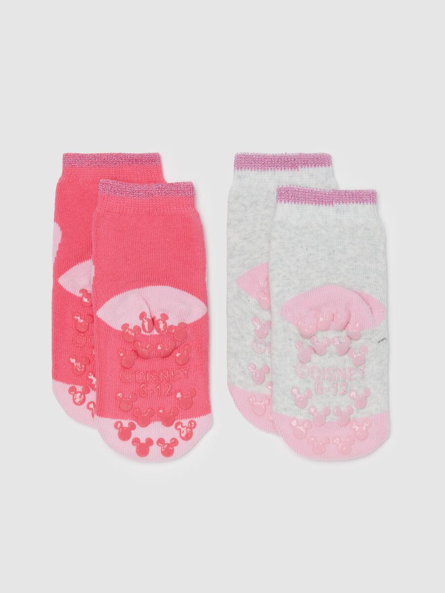 Two-pair pack slipper socks with Minnie Mouse design_0