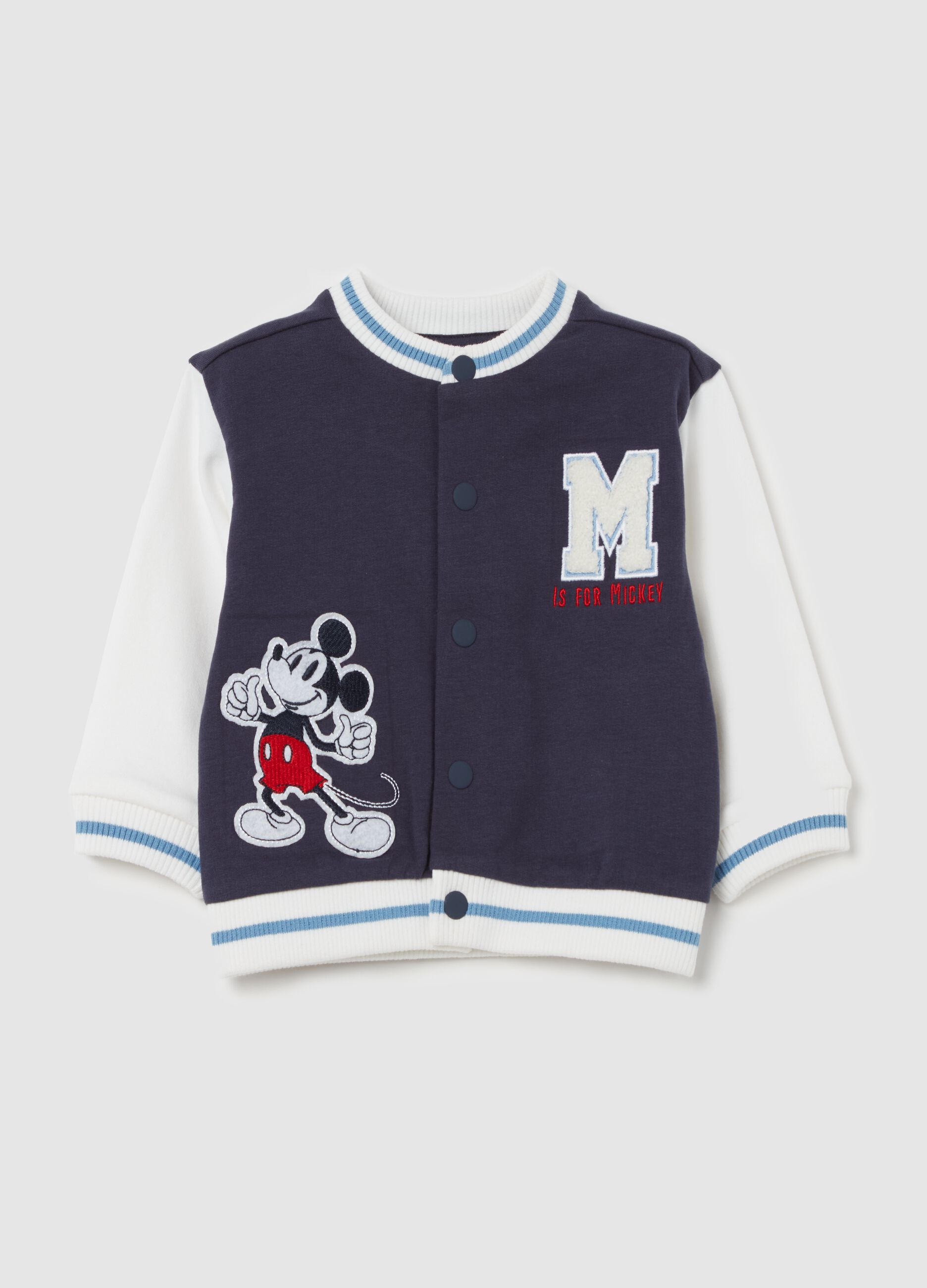 Bomber in cotone bio con patch Topolino