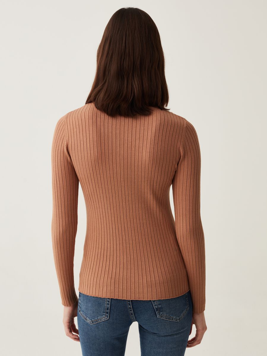 Pullover mock neck a coste piatte_2