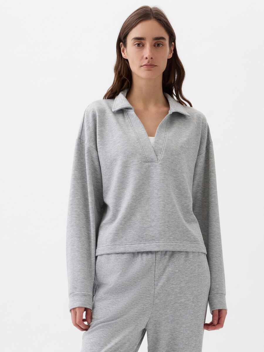 Sweatshirt with polo neck_0