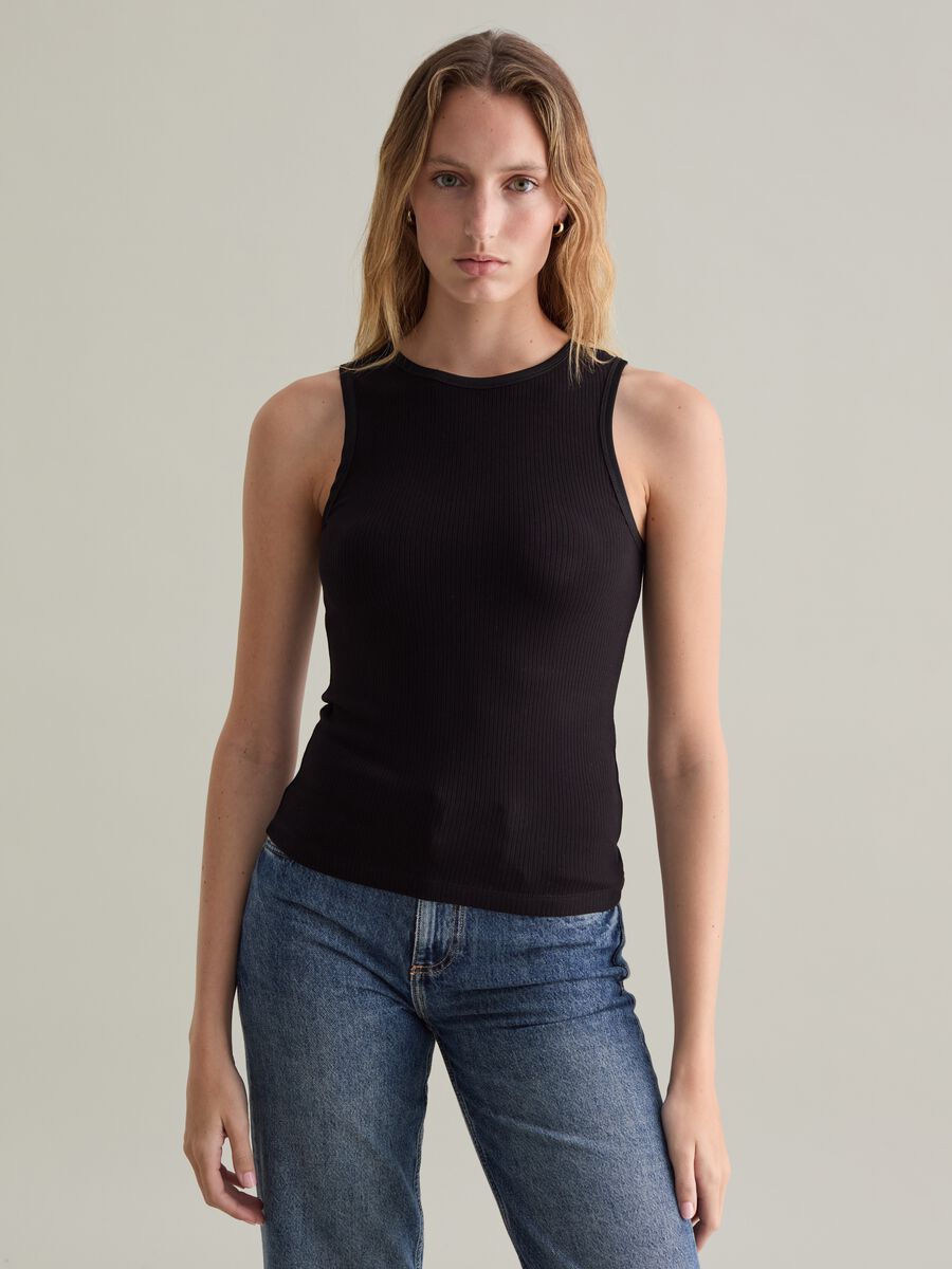 Tank top in viscosa stretch a costine_1