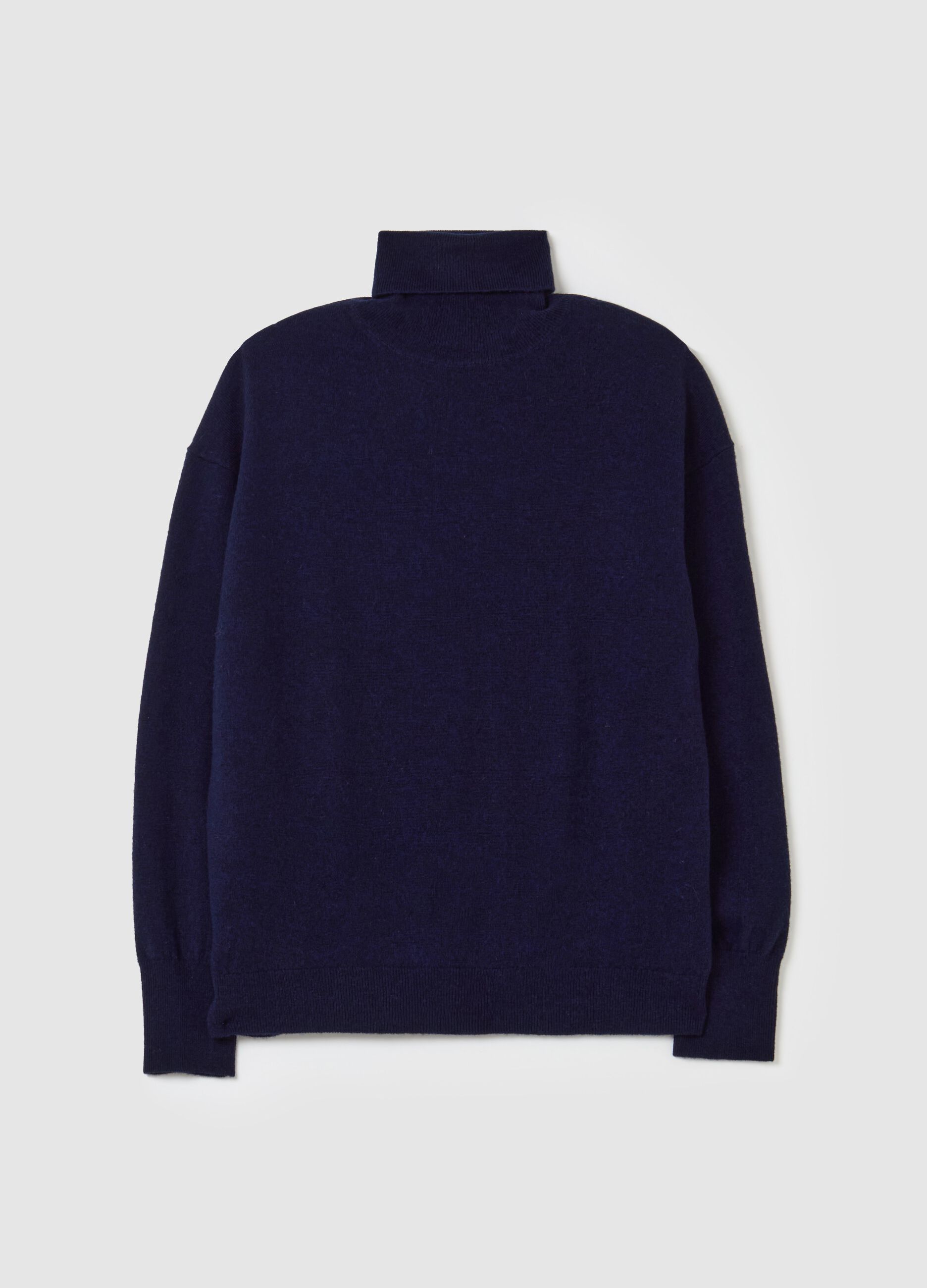 Solid colour wool turtleneck jumper