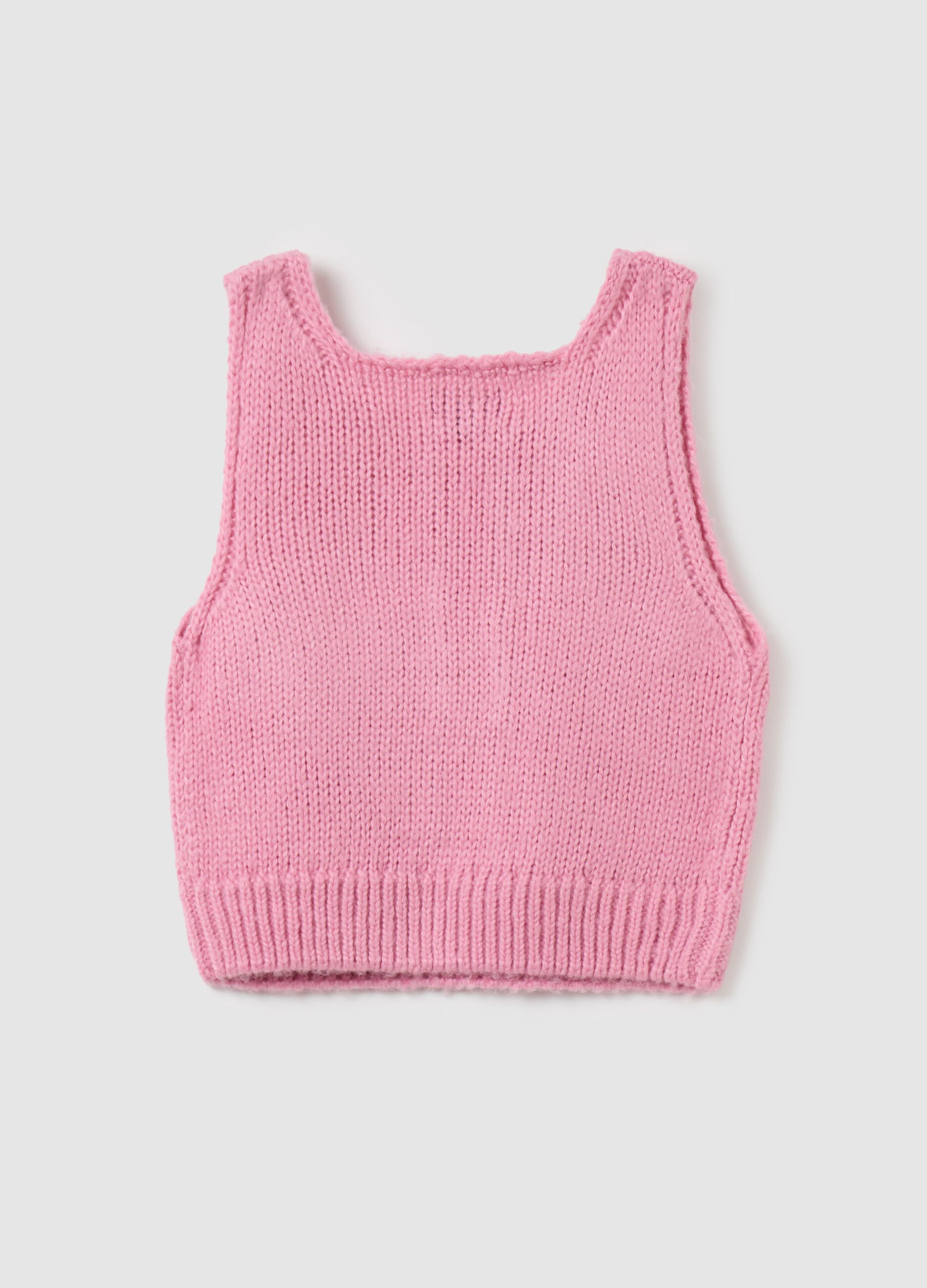 Cable-knit closed gilet