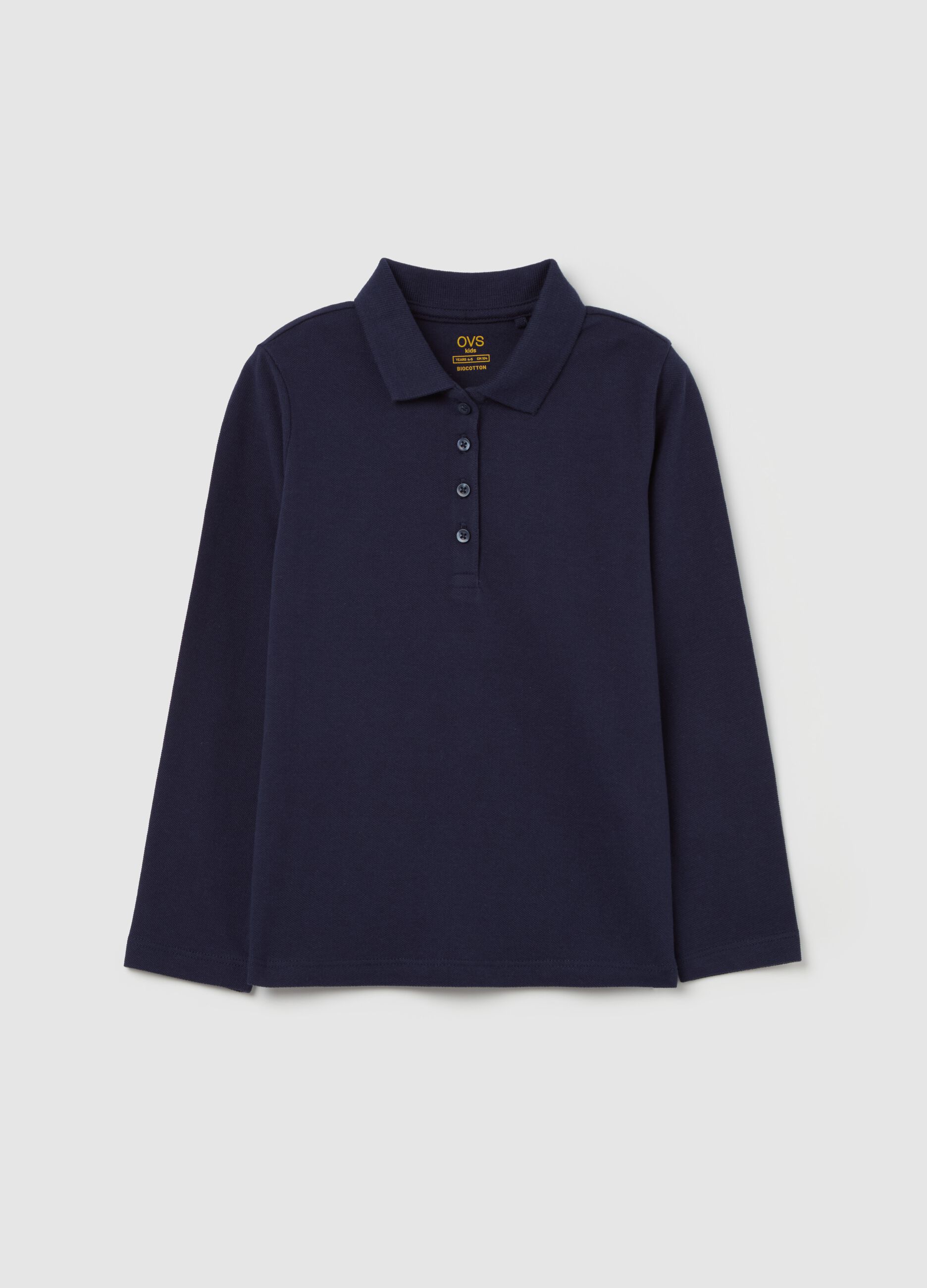 Long-sleeved polo shirt in organic cotton