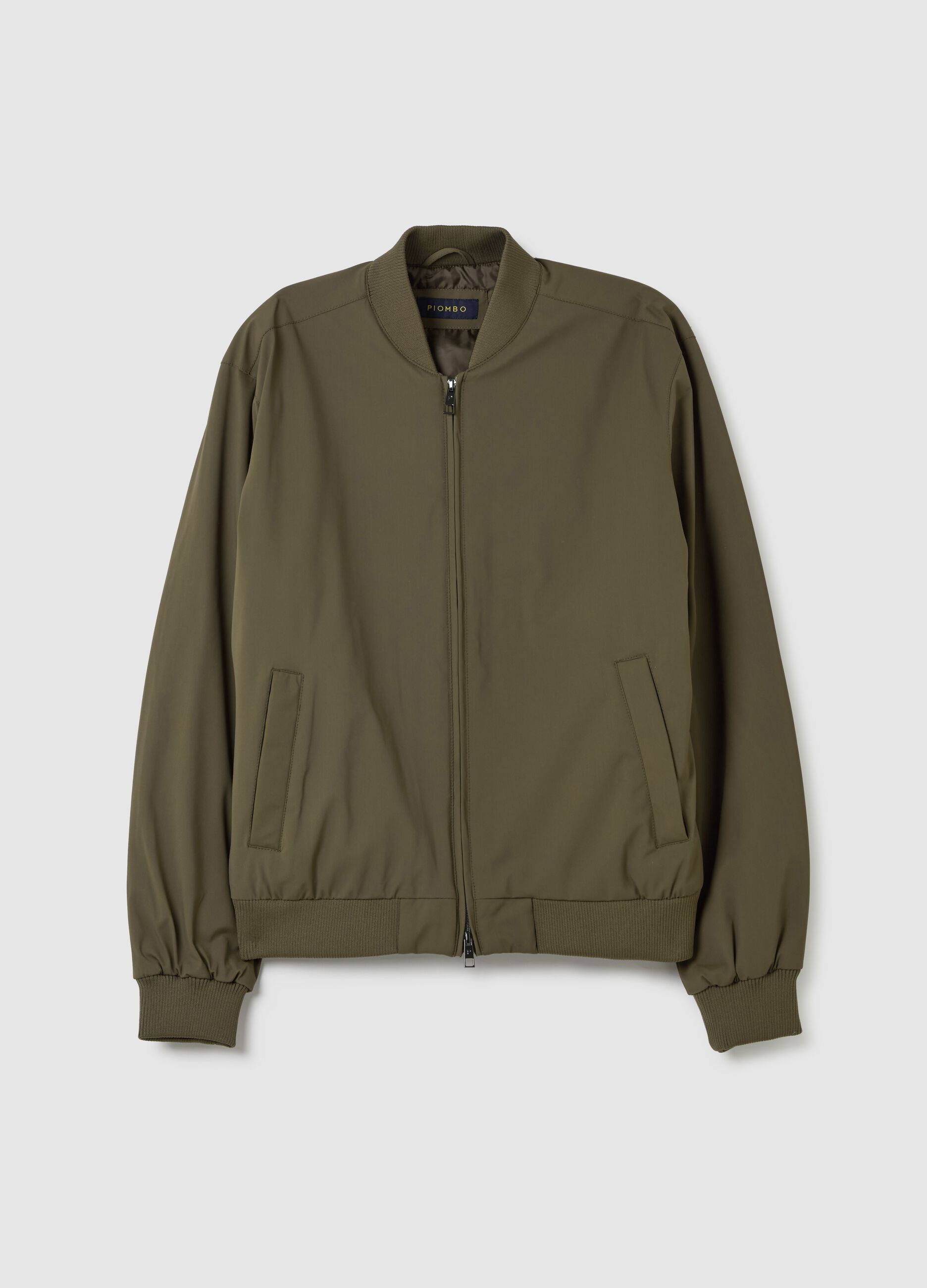 Stretch bomber jacket with zip