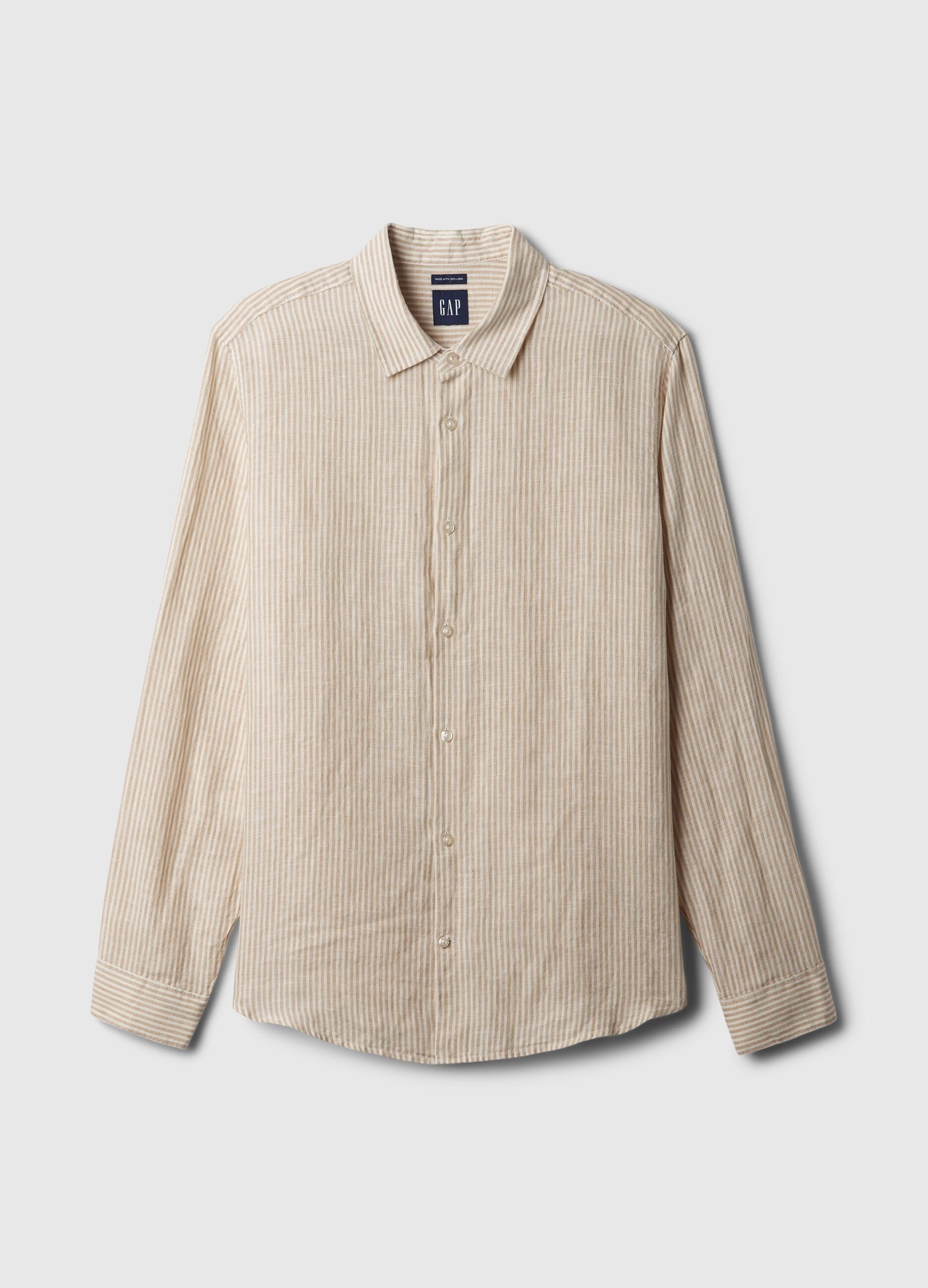 Regular-fit shirt in striped linen