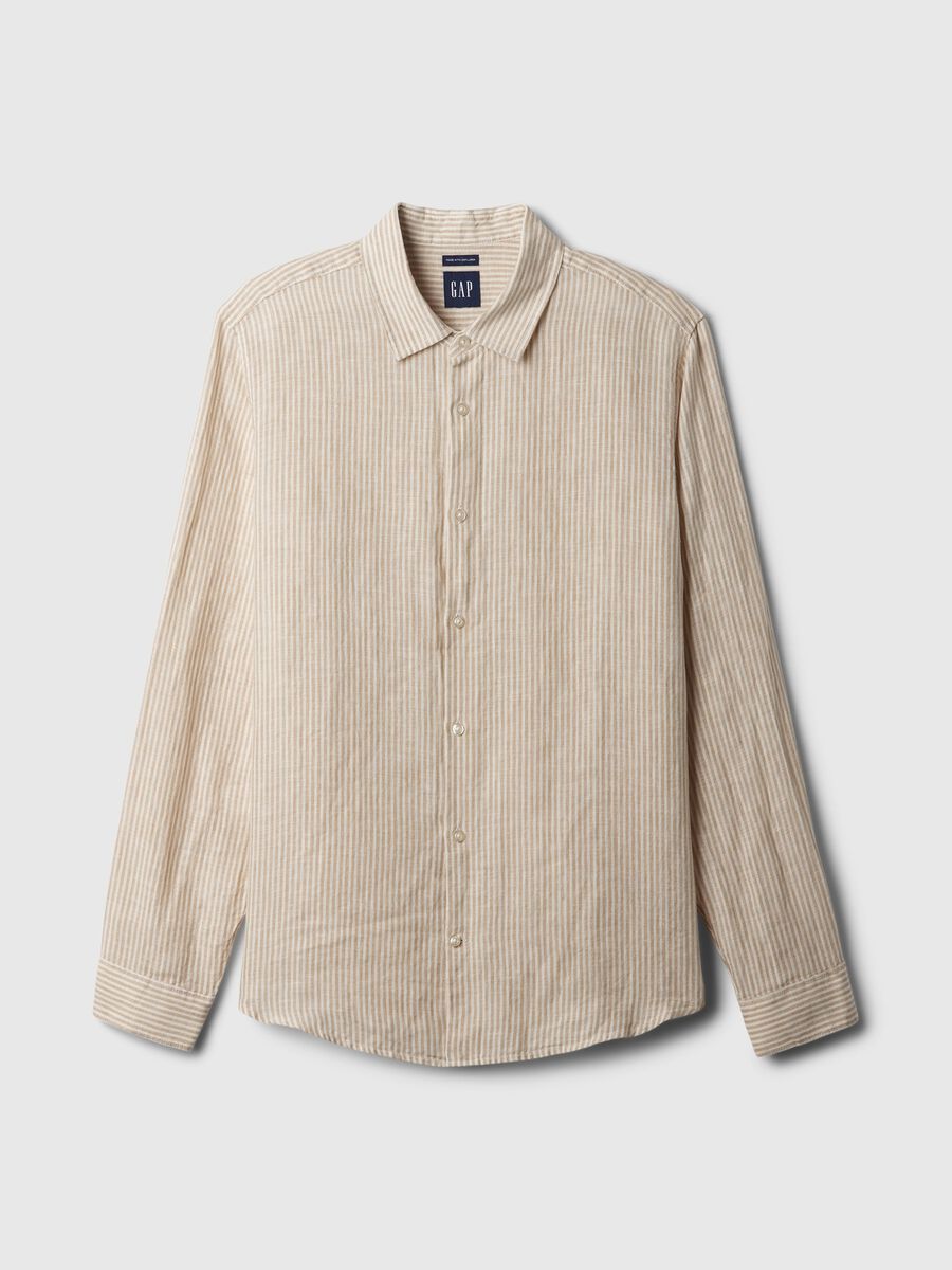 Regular-fit shirt in striped linen_3