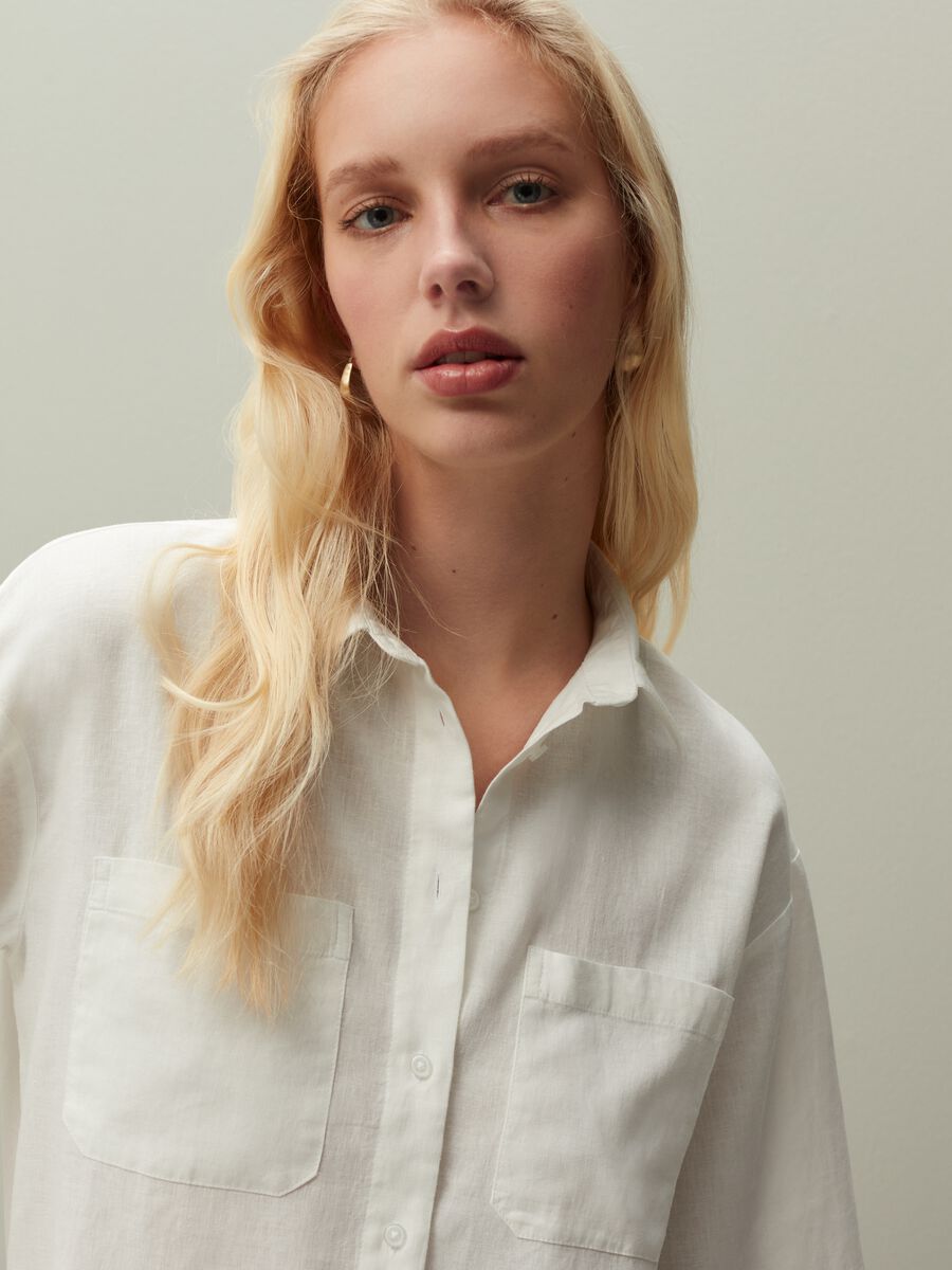 Shirt in linen and viscose_0