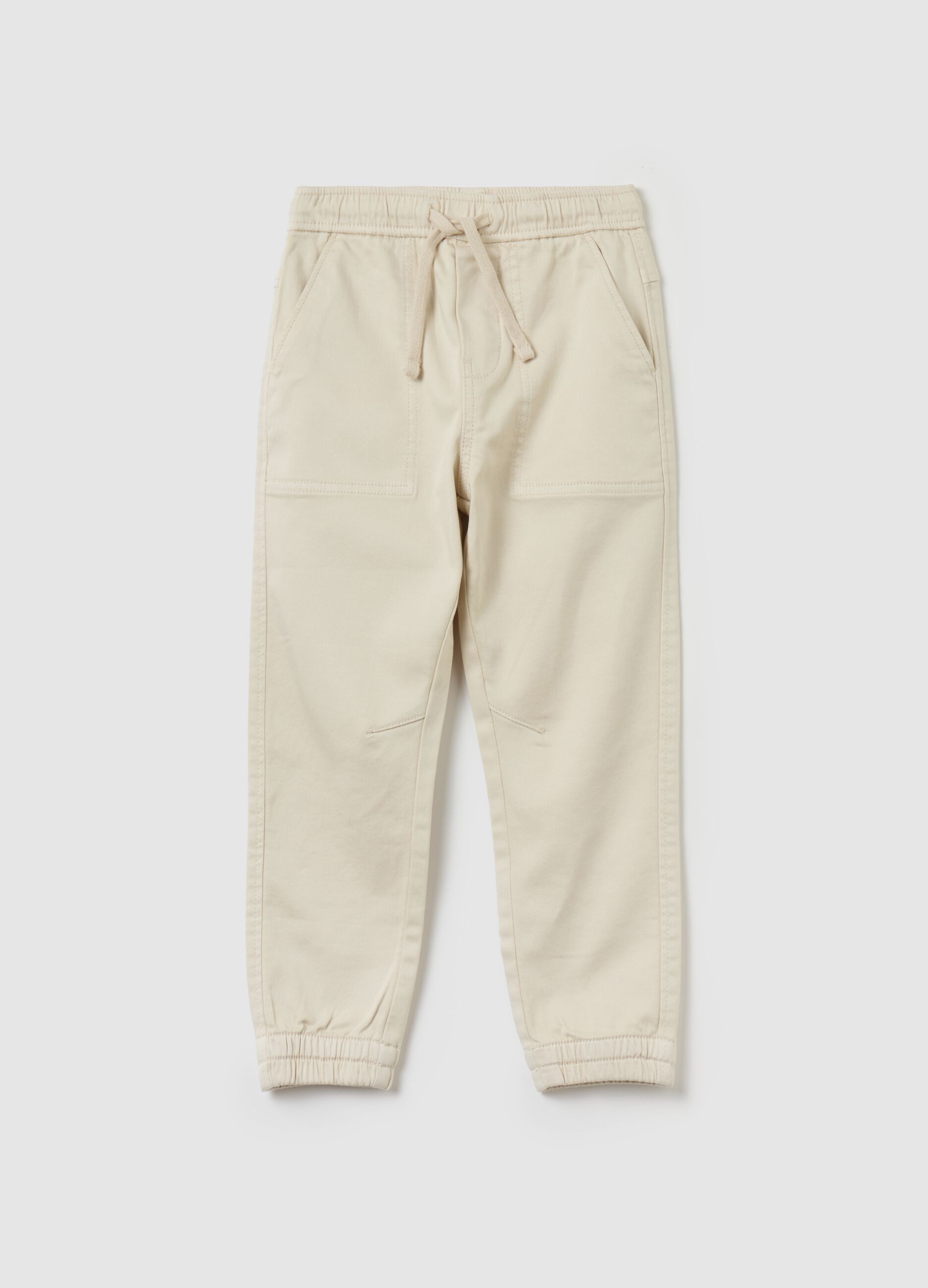 Stretch cotton joggers with drawstring