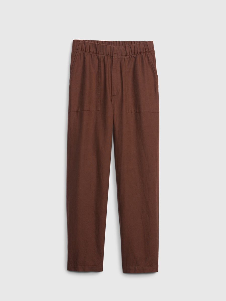 Pantaloni straight fit in lino e cotone_5