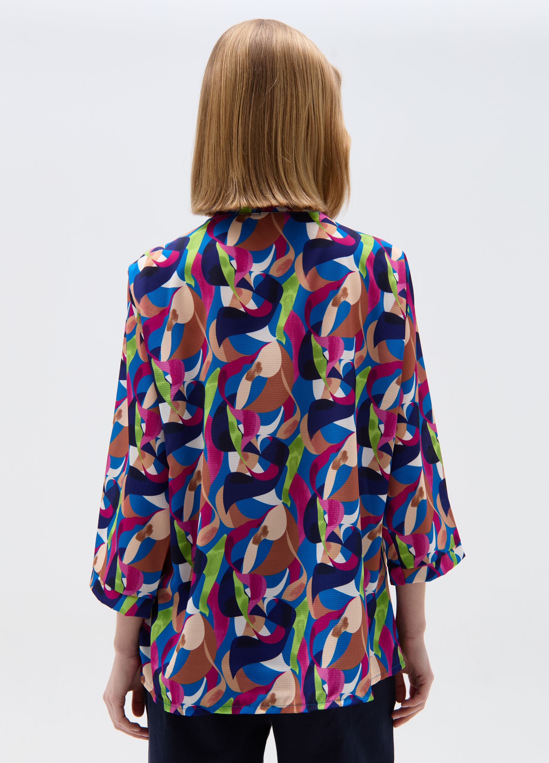 Blouse with multicoloured print