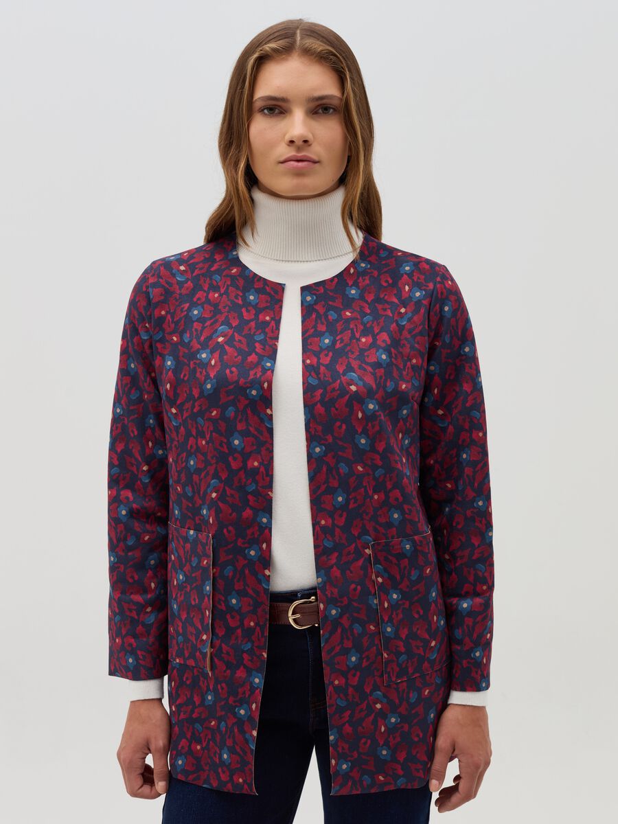 Open jacket with flowers print_1