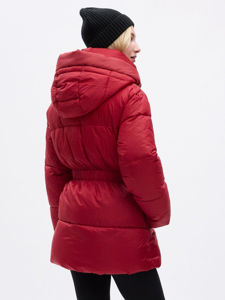 Long quilted down jacket with narrow waist_1