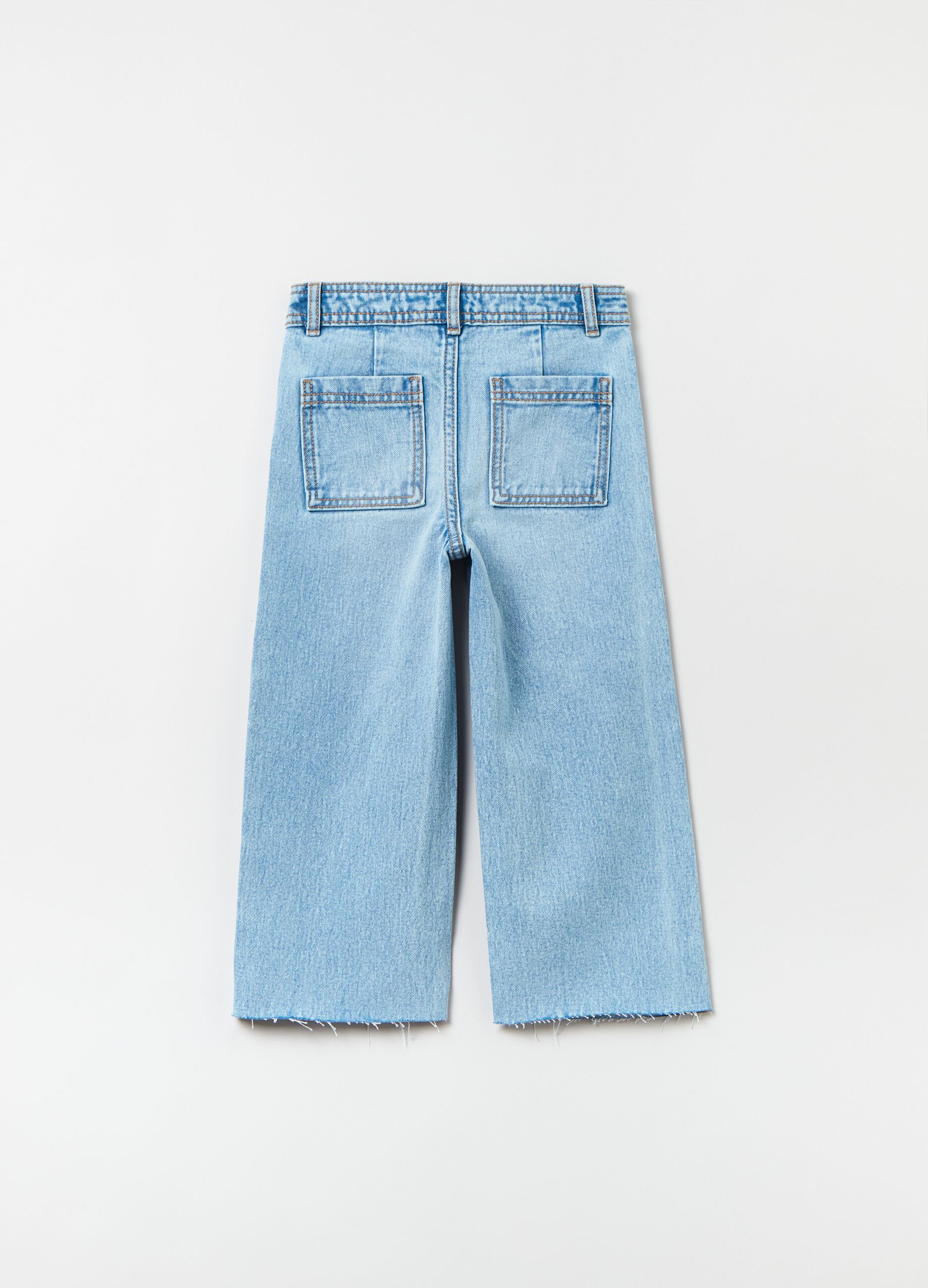 Marine-fit jeans with raw-cut hem