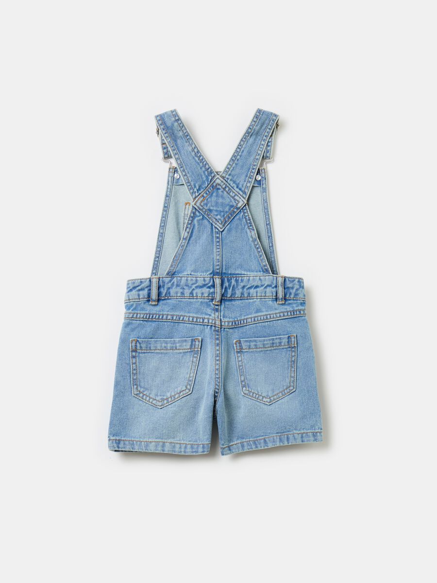 Denim dungarees with floral embroidery_1
