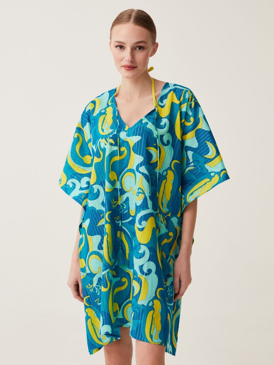 Beach cover-up poncho with all-over print_0
