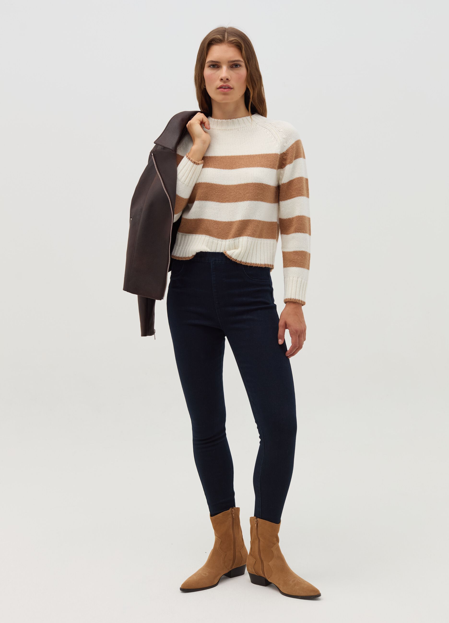 Striped pullover with raglan sleeves