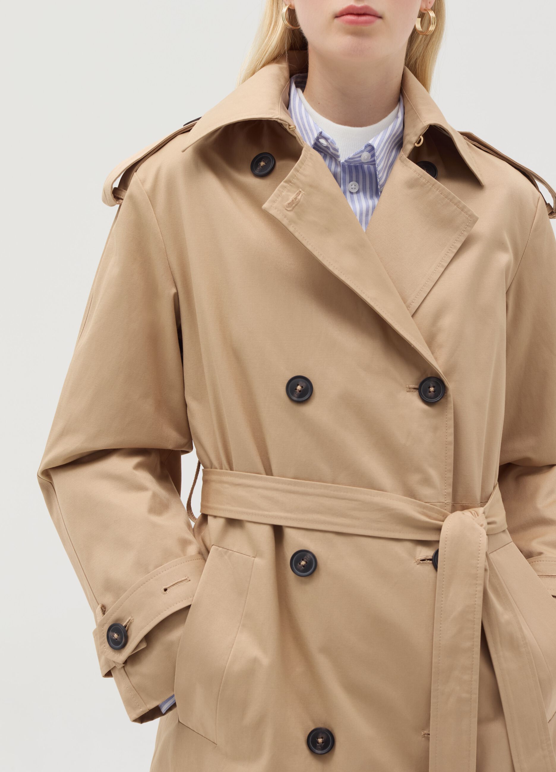 Long double-breasted trench coat