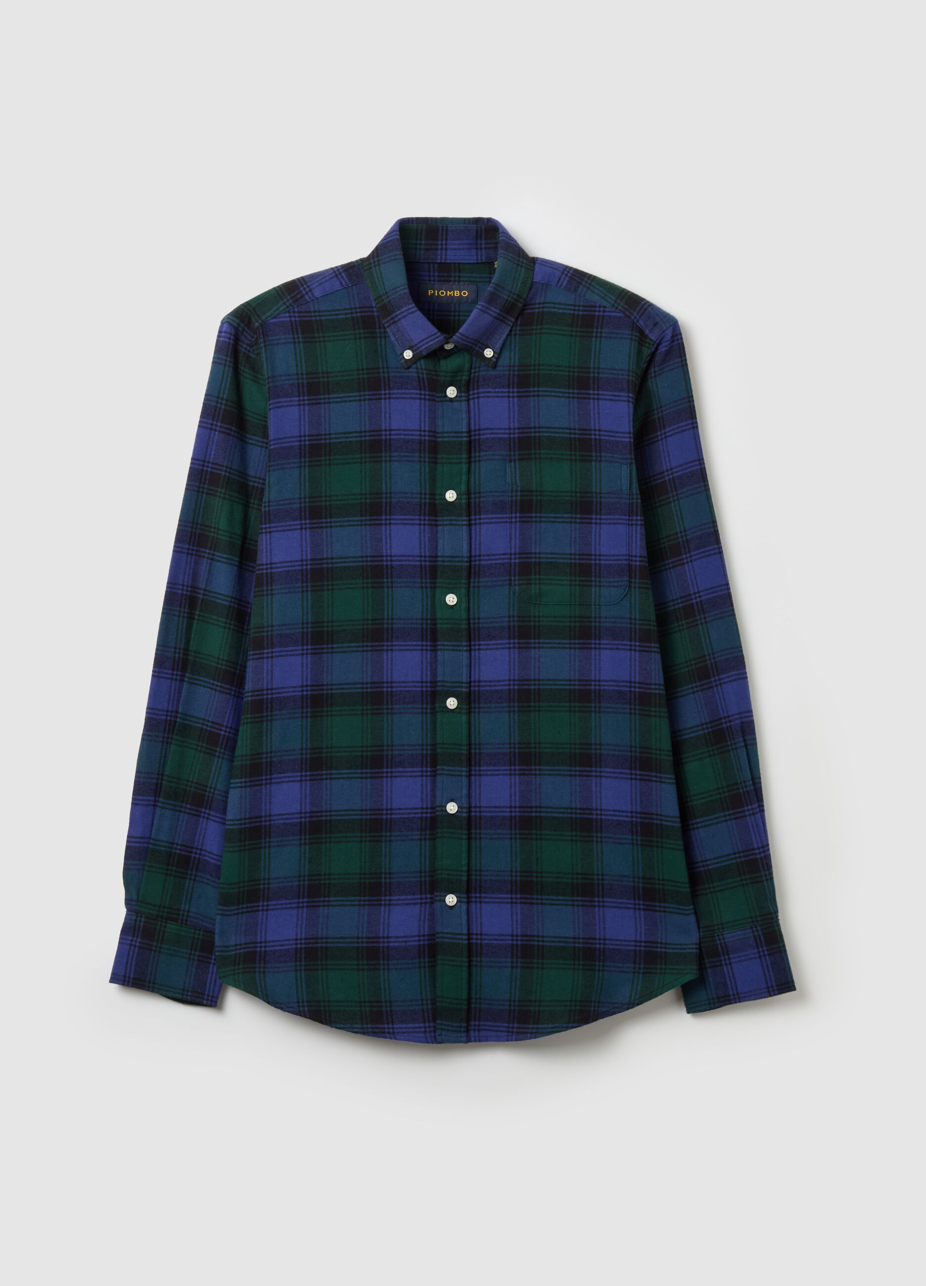 Camicia in flanella fantasia check button-down