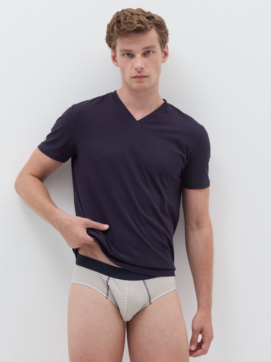 Three-pack briefs with elasticated exterior and pattern_1
