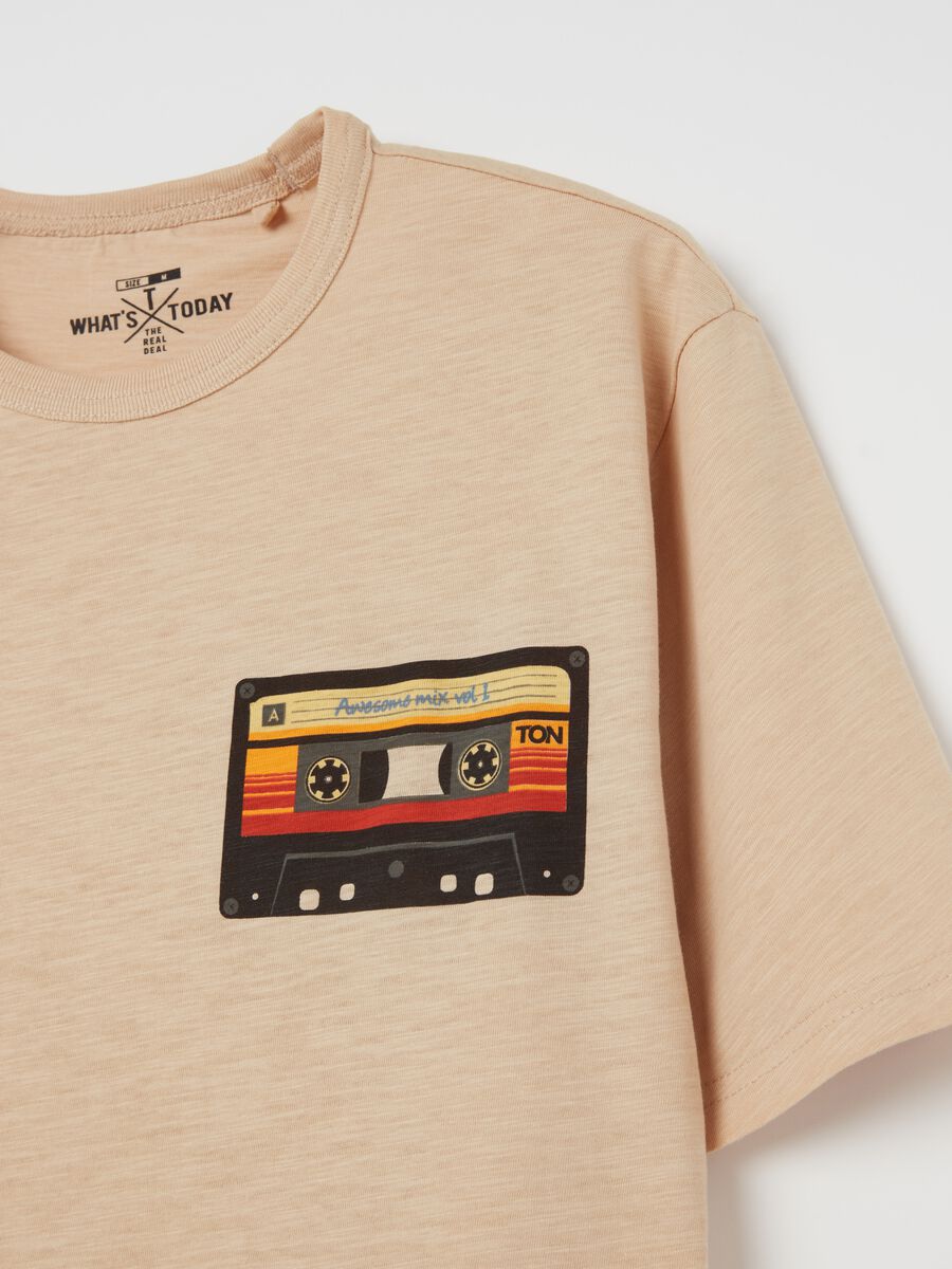 Slub jersey T-shirt with audio cassette print_1